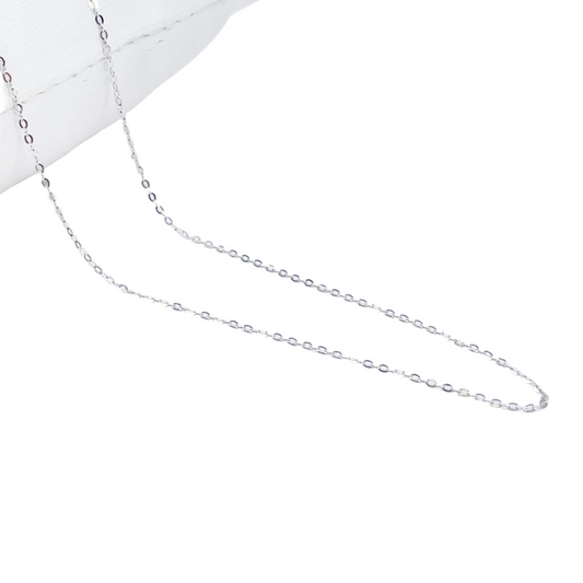 Platinum Cable Trace Link Chain Necklace 16 Inches 0.9mm Width 