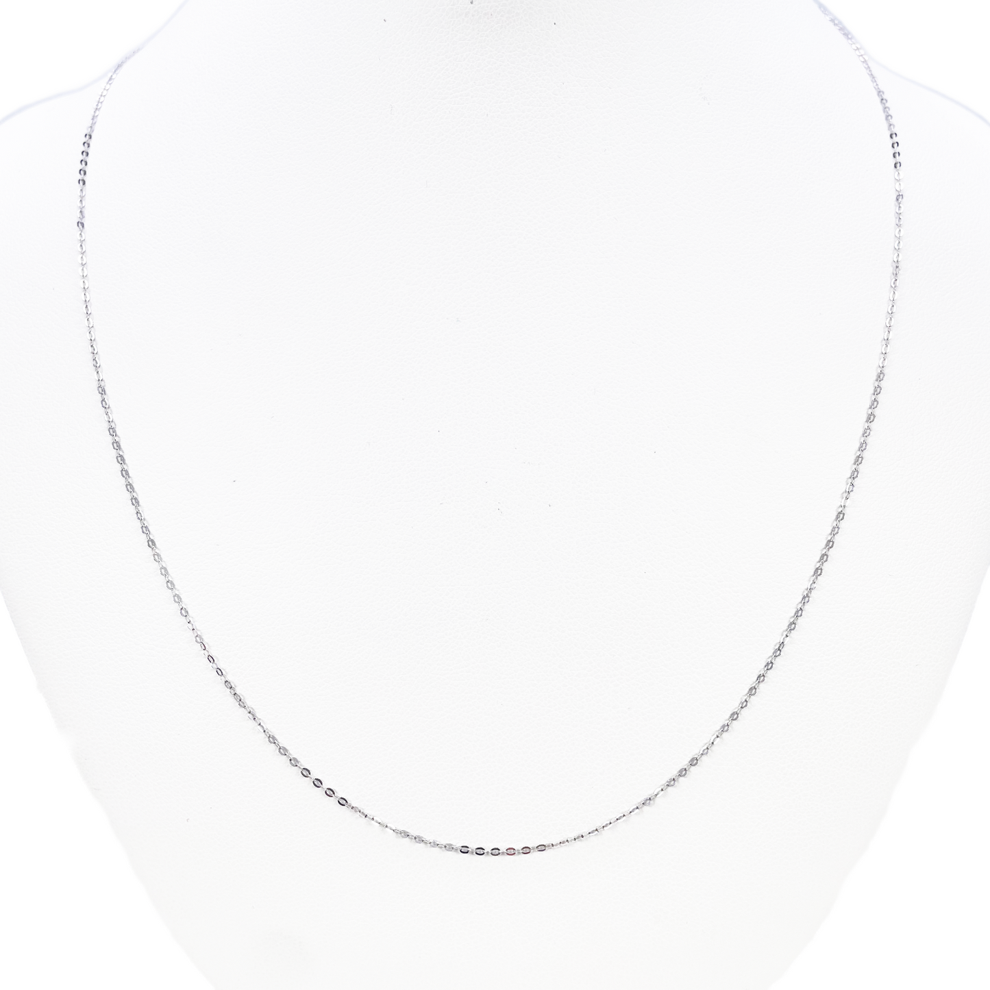 Platinum Cable Trace Link Chain Necklace 16 Inches 0.9mm Width 