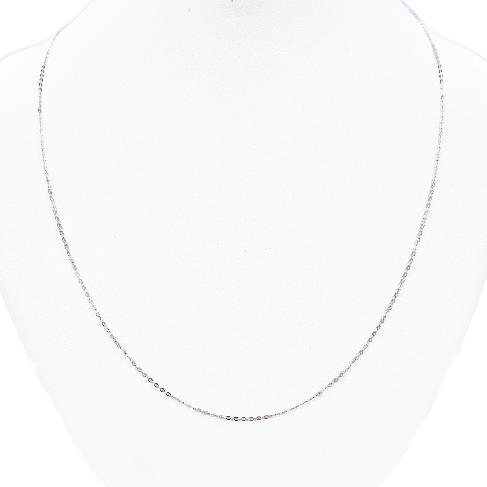 Platinum Cable Trace Link Chain Necklace 16 Inches 0.9mm Width 