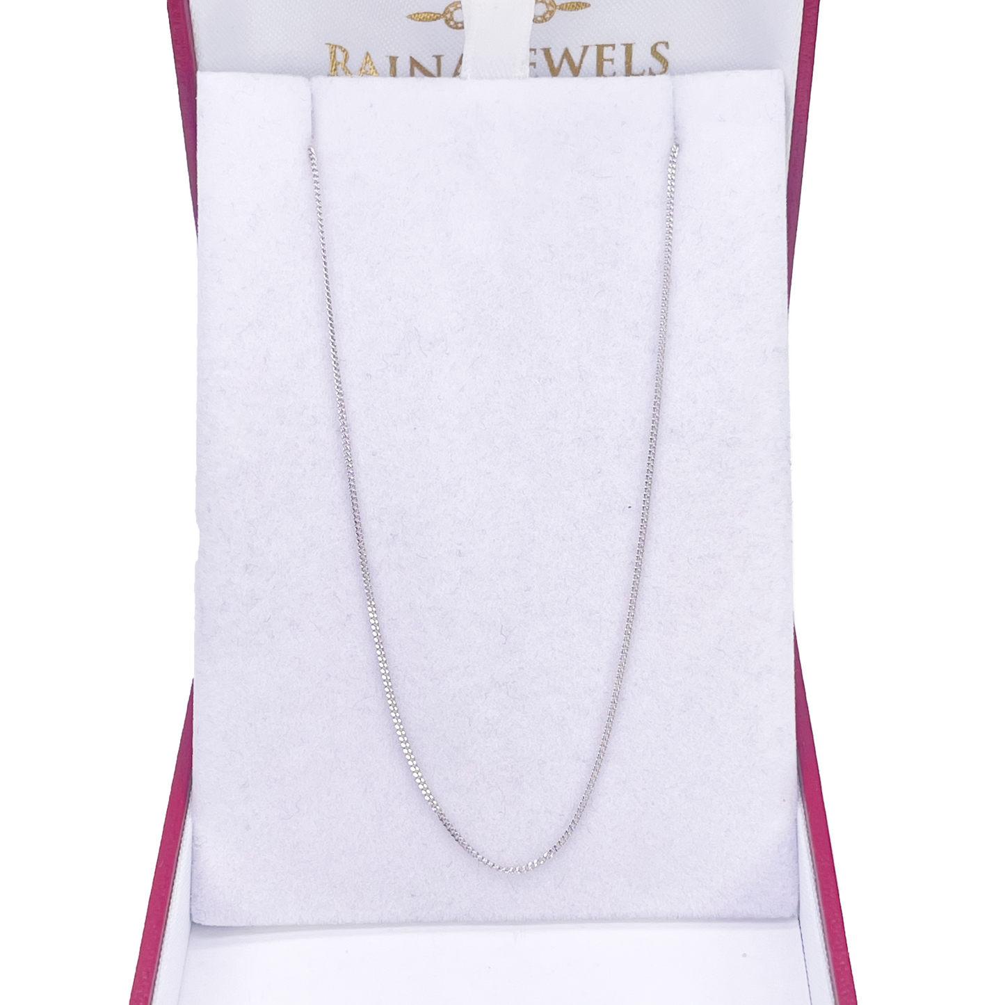 Platinum Curb Chain Necklace 18 Inches 0.8mm Width 