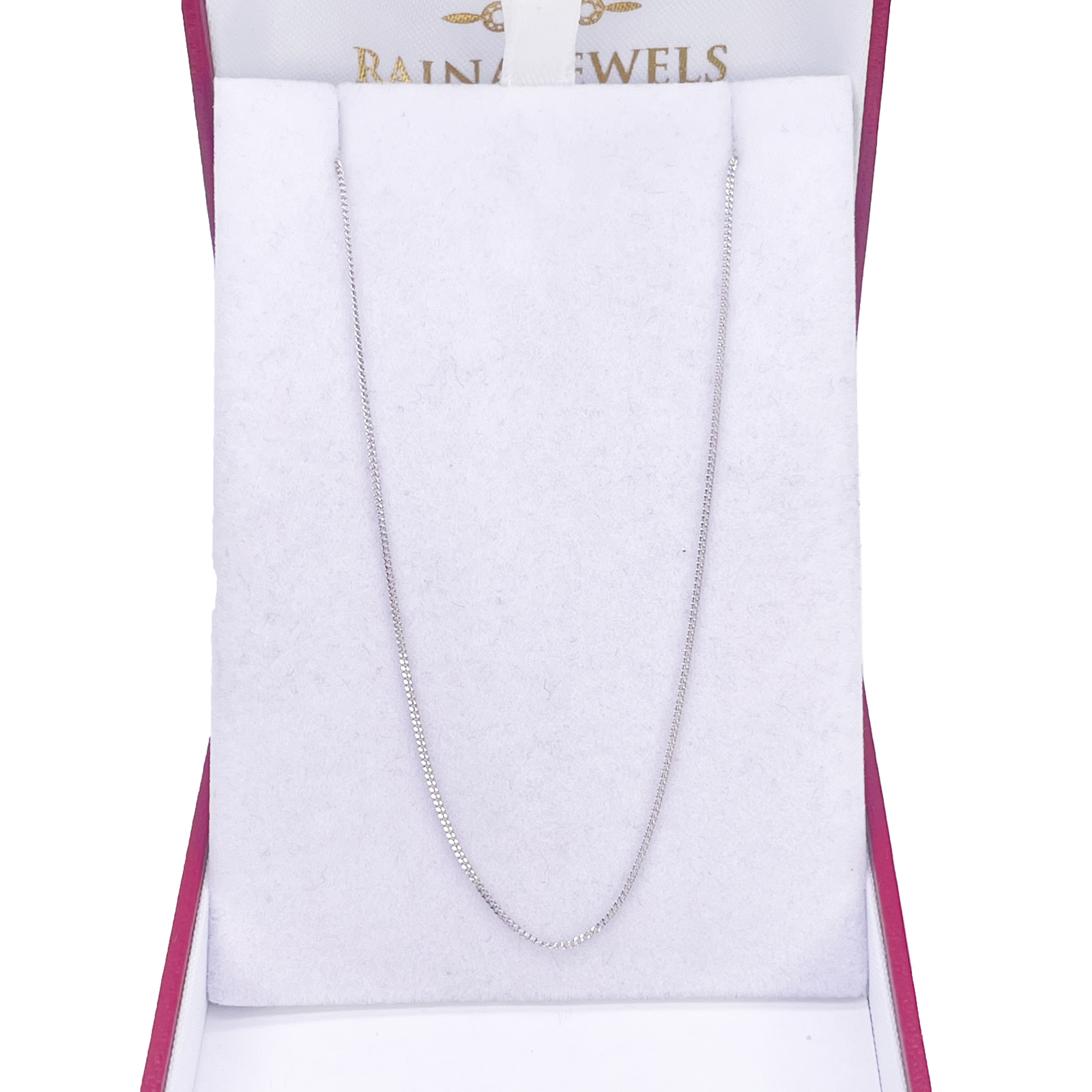 Platinum Curb Chain Necklace 18 Inches 0.8mm Width 