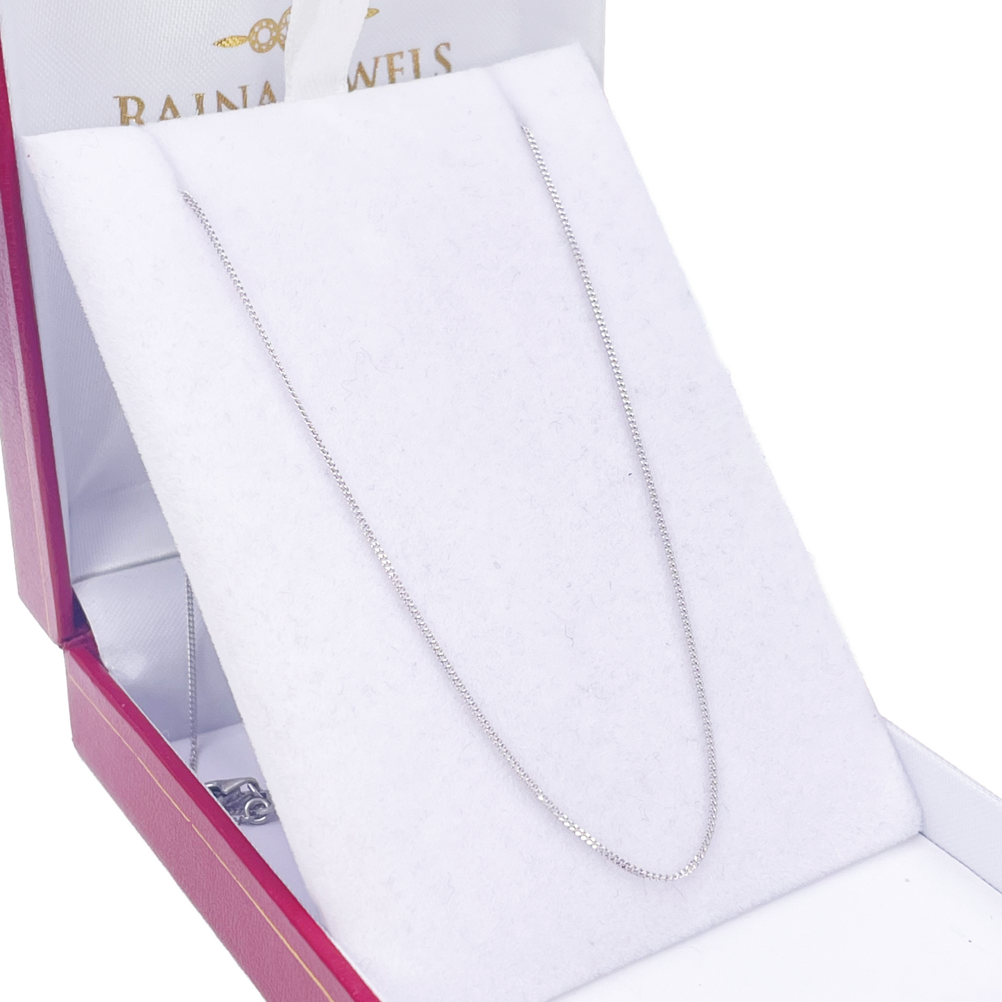 Platinum Curb Chain Necklace 18 Inches 0.8mm Width 