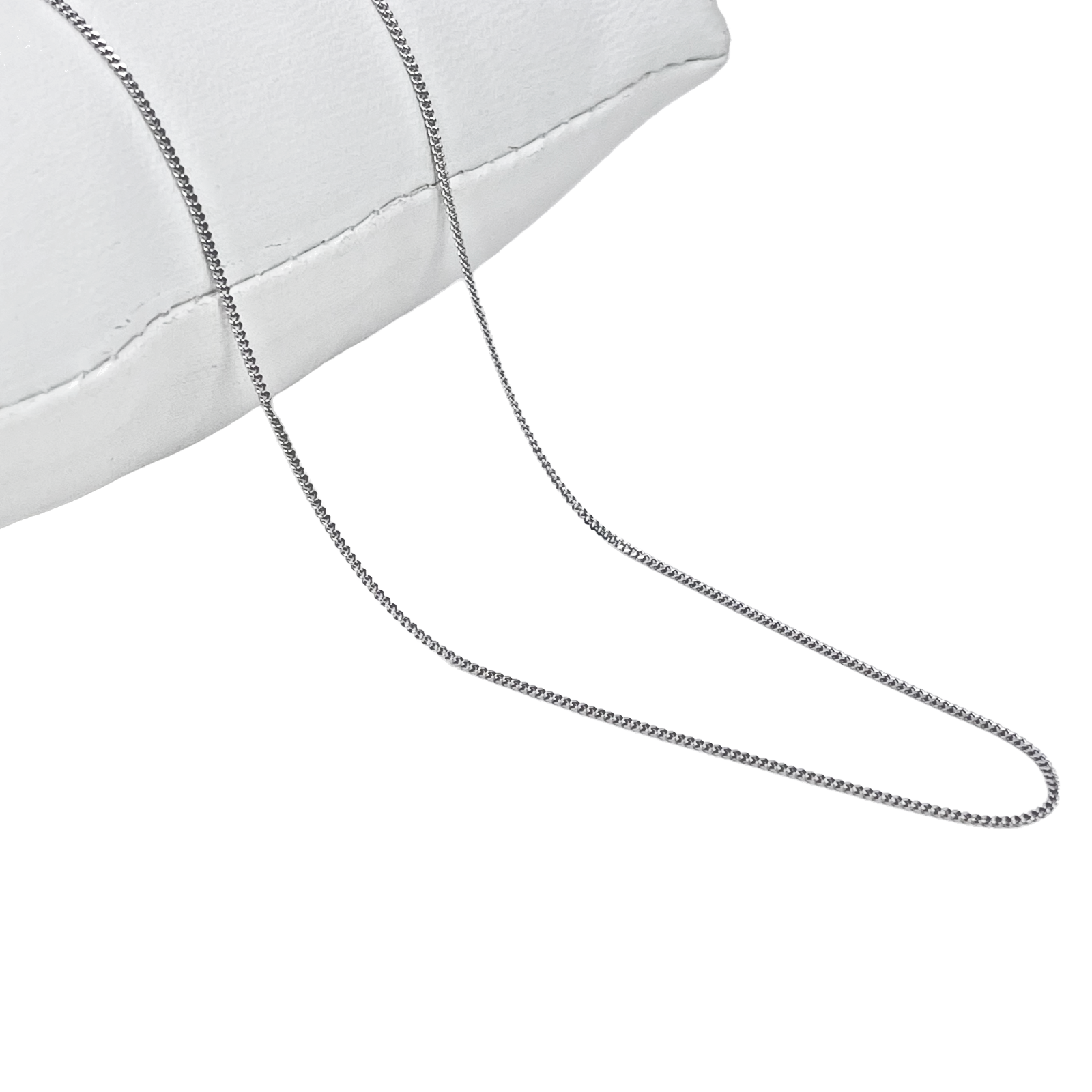 Platinum Curb Chain Necklace 18 Inches 0.8mm Width 