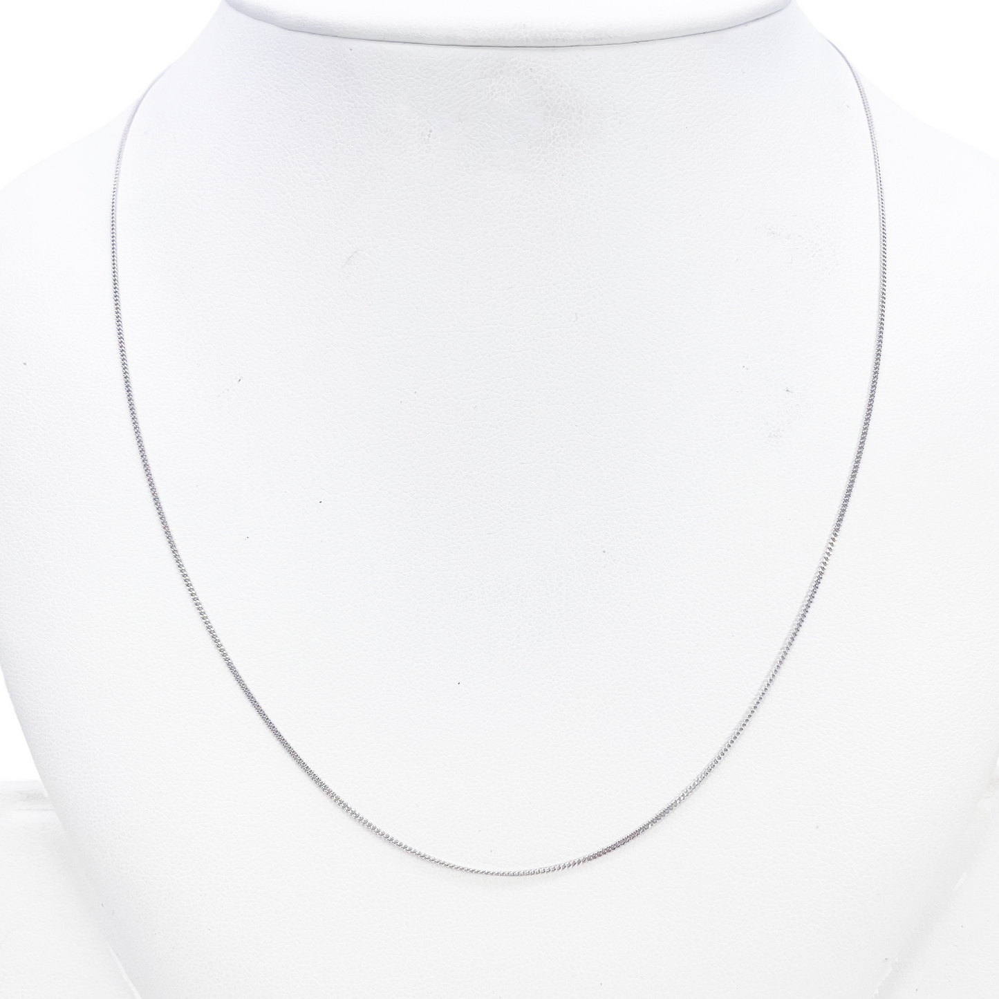 Platinum Curb Chain Necklace 18 Inches 0.8mm Width 