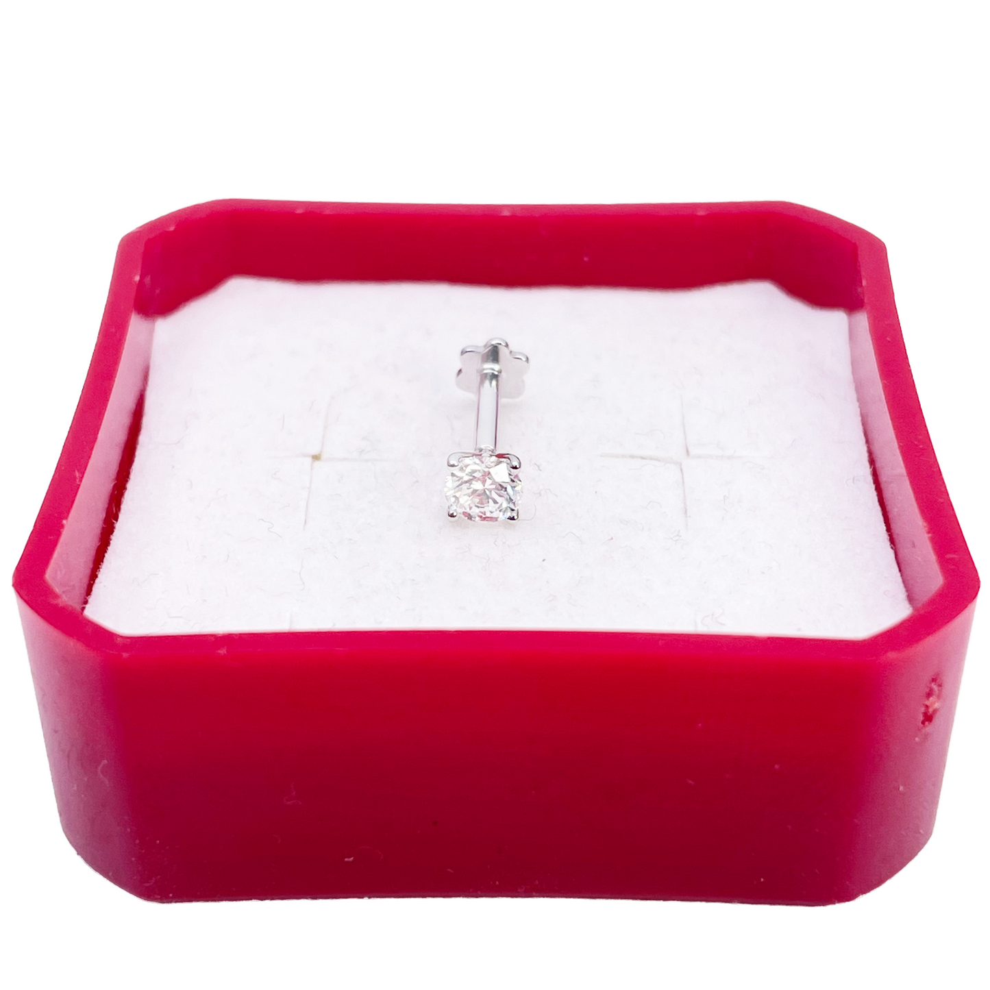 18ct Gold Natural Round Diamond Nose Stud Pin 0.20ct 4 Claw Certified 3.7mm Wide 