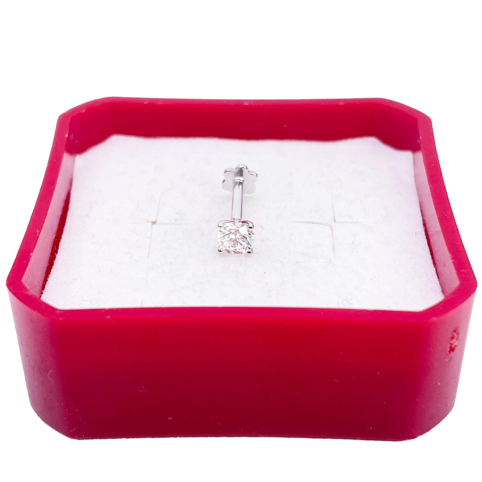 18ct Gold Natural Round Diamond Nose Stud Pin 0.20ct 4 Claw Certified 3.7mm Wide 