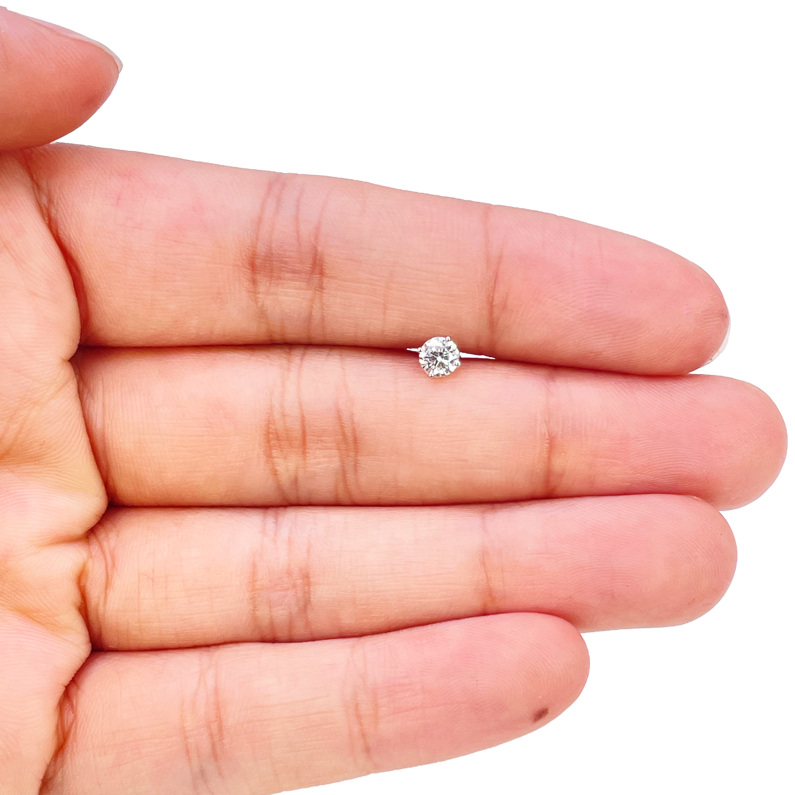 18ct Gold Natural Round Diamond Nose Stud Pin 0.20ct 4 Claw Certified 3.7mm Wide 