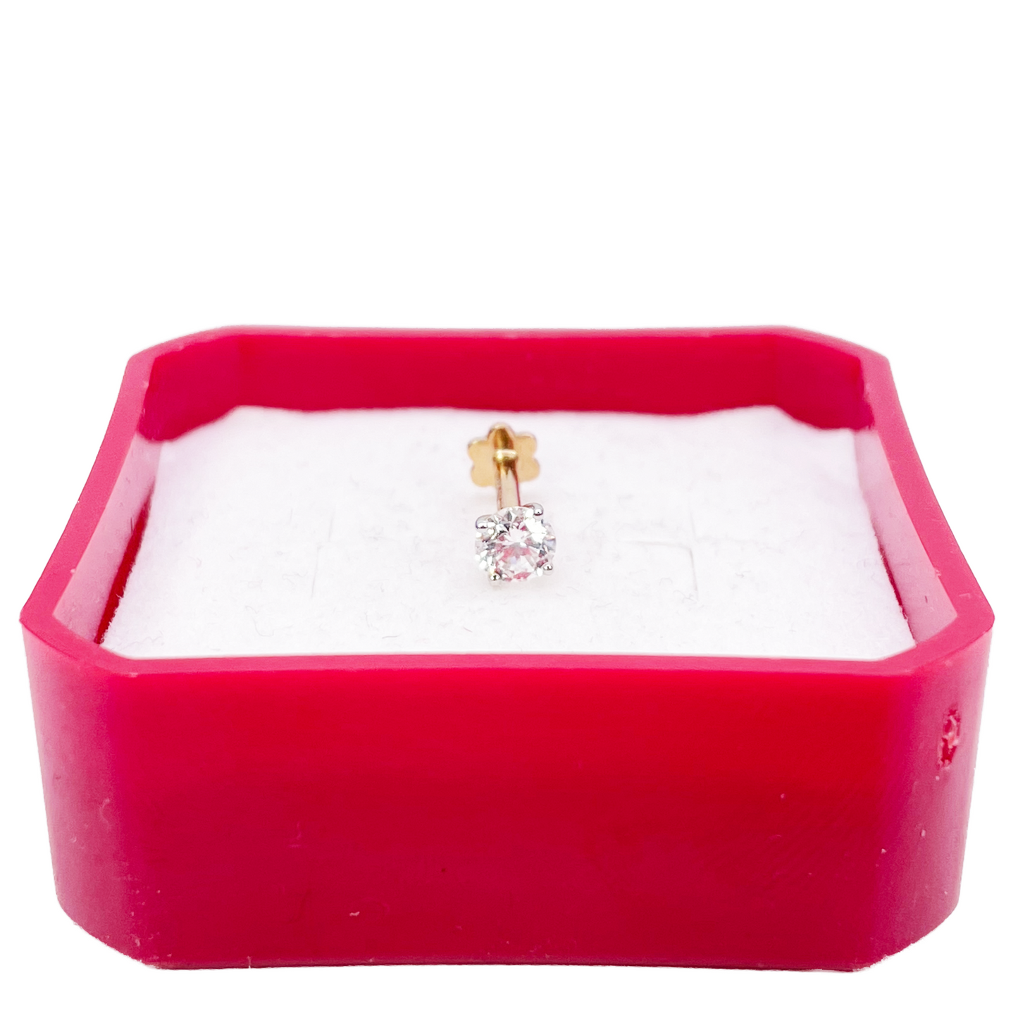 18ct Gold Natural Round Diamond Nose Stud Pin 0.20ct 4 Claw Certified 3.7mm Wide 