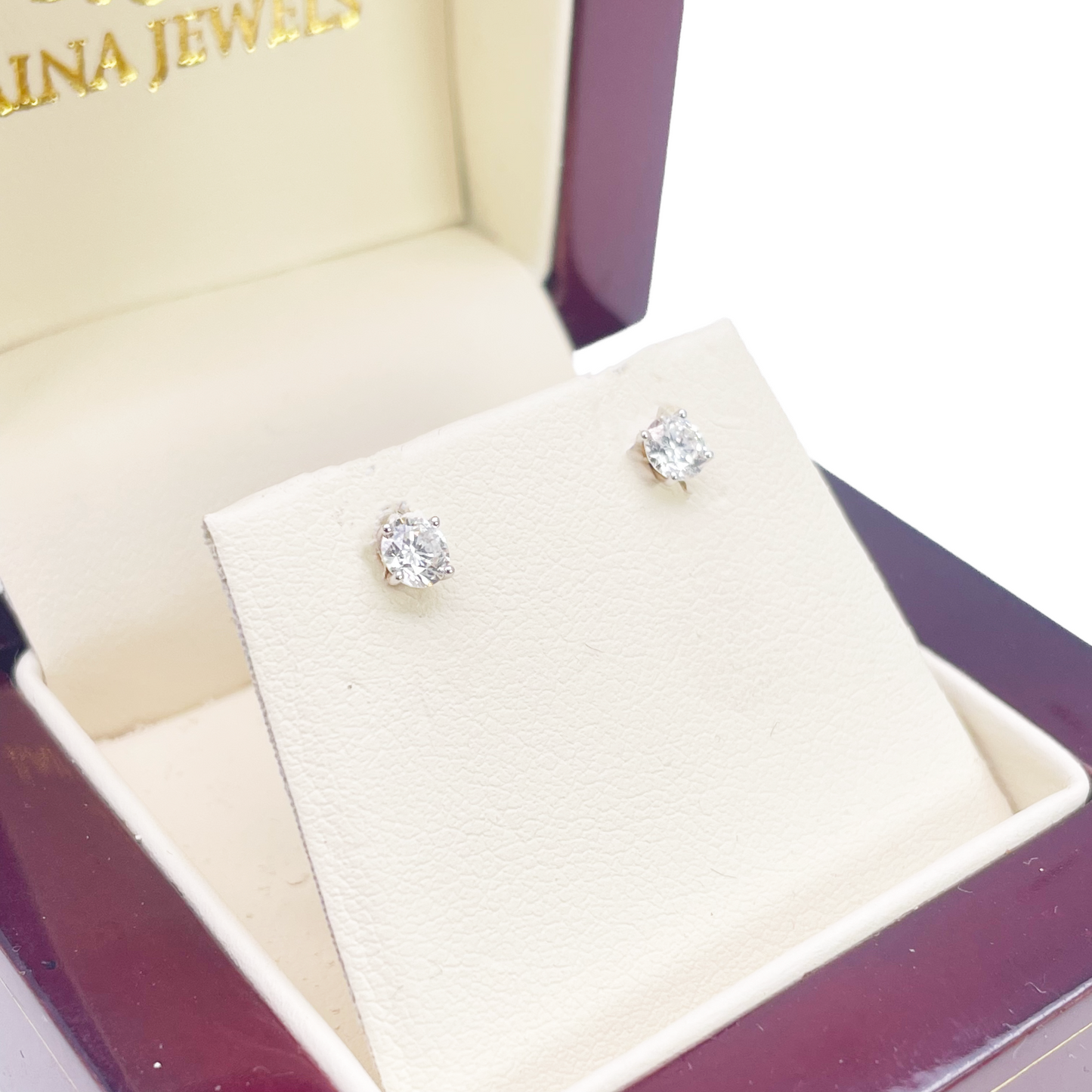 18ct Gold Natural Round Diamond Stud Earrings 0.40ct 4 Claw Certified 3.7mm Wide 
