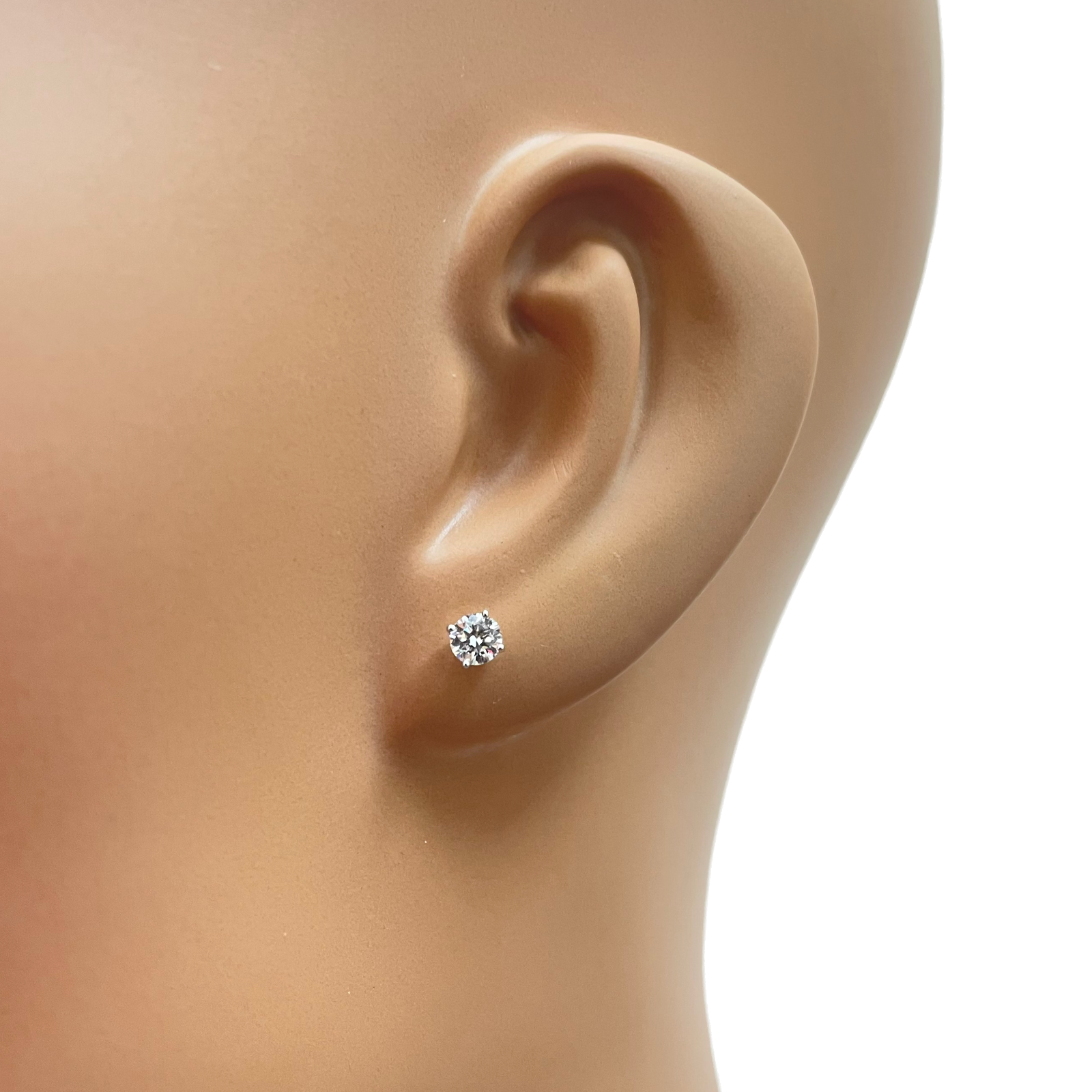 18ct Gold Natural Round Diamond Stud Earrings 0.40ct 4 Claw Certified 3.7mm Wide 