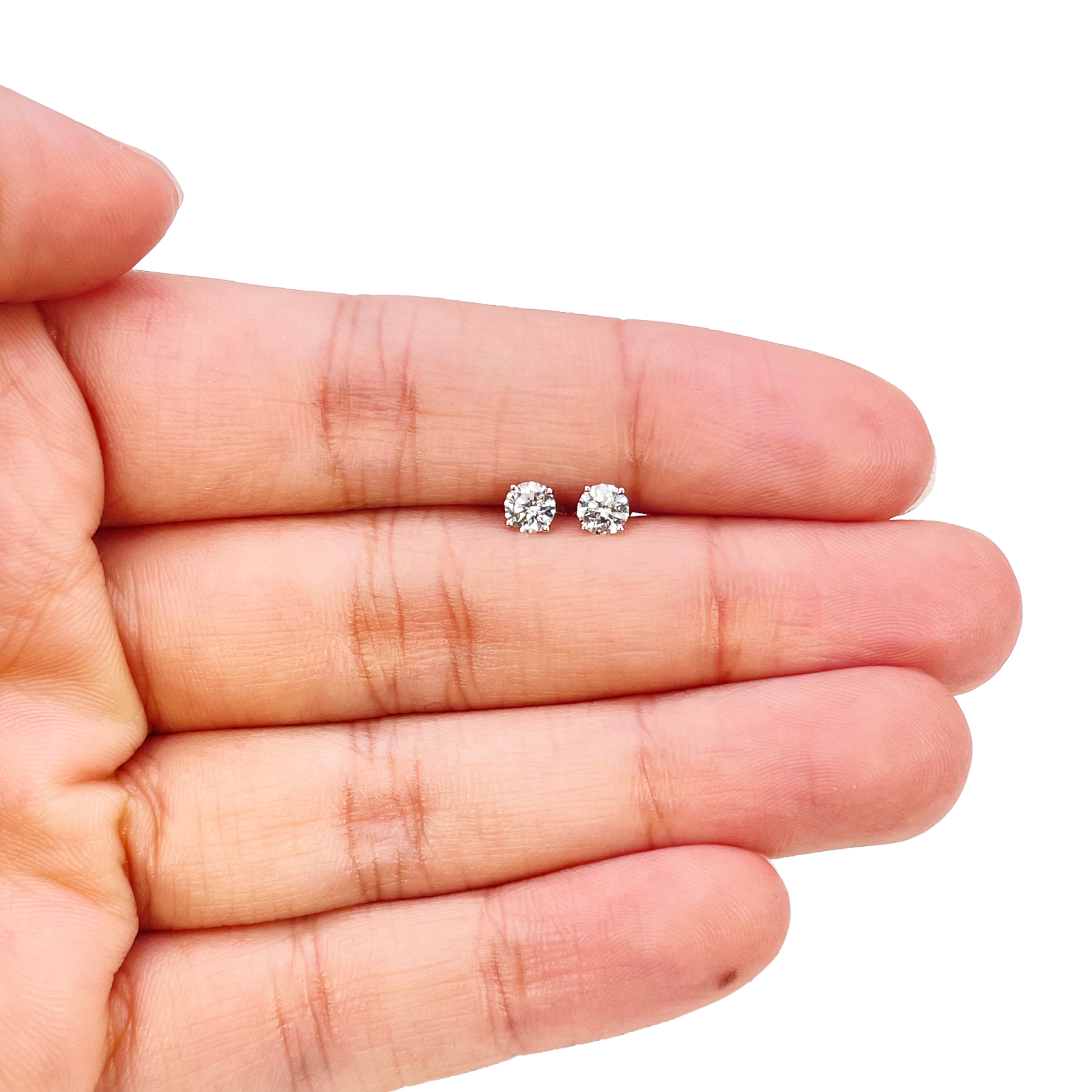 18ct Gold Natural Round Diamond Stud Earrings 0.40ct 4 Claw Certified 3.7mm Wide 