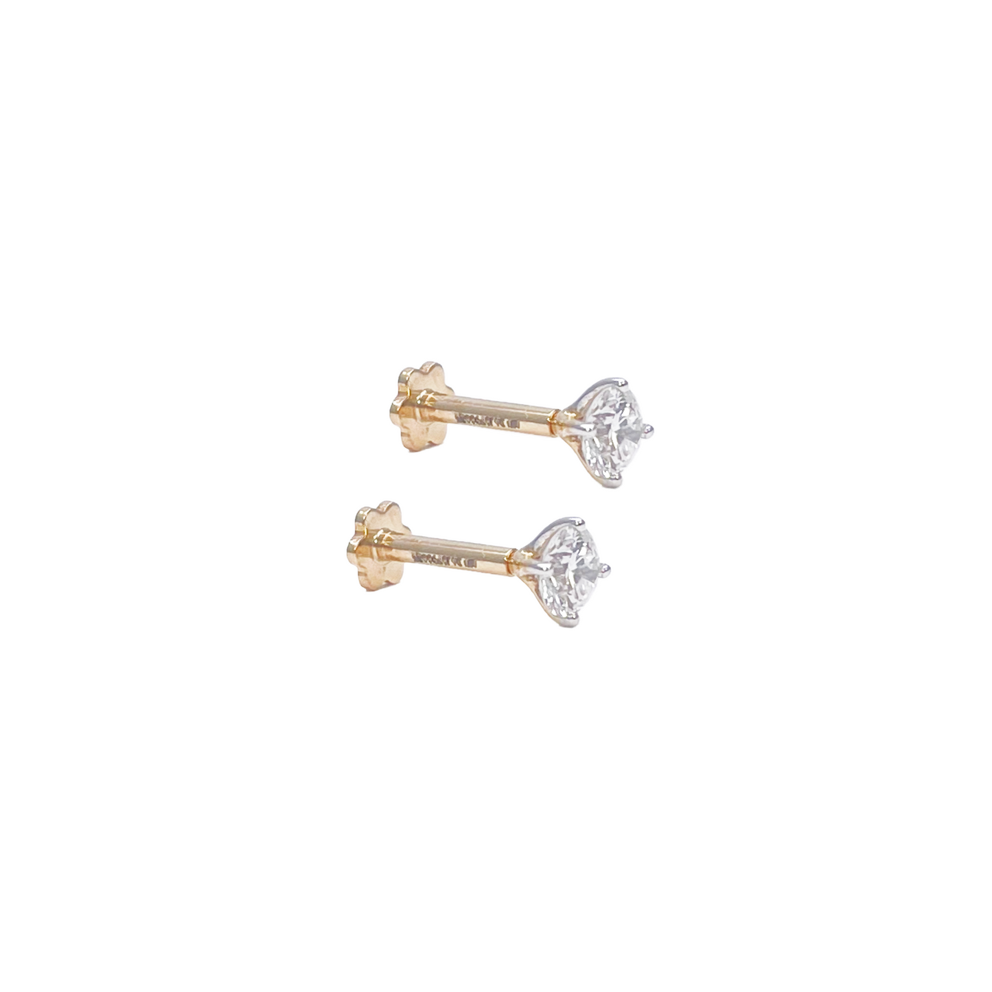 18ct Gold Natural Round Diamond Stud Earrings 0.40ct 4 Claw Certified 3.7mm Wide 