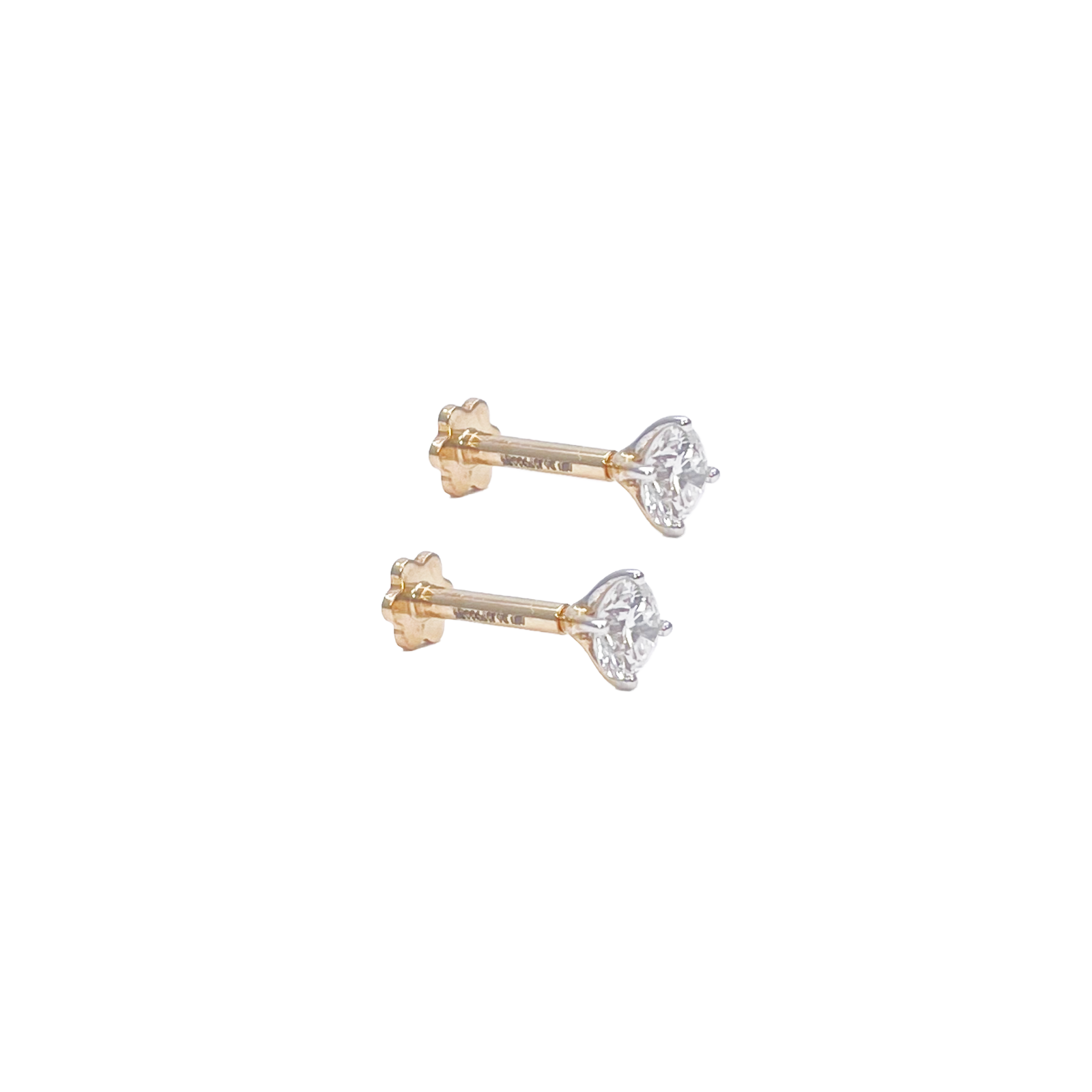 18ct Gold Natural Round Diamond Stud Earrings 0.40ct 4 Claw Certified 3.7mm Wide 