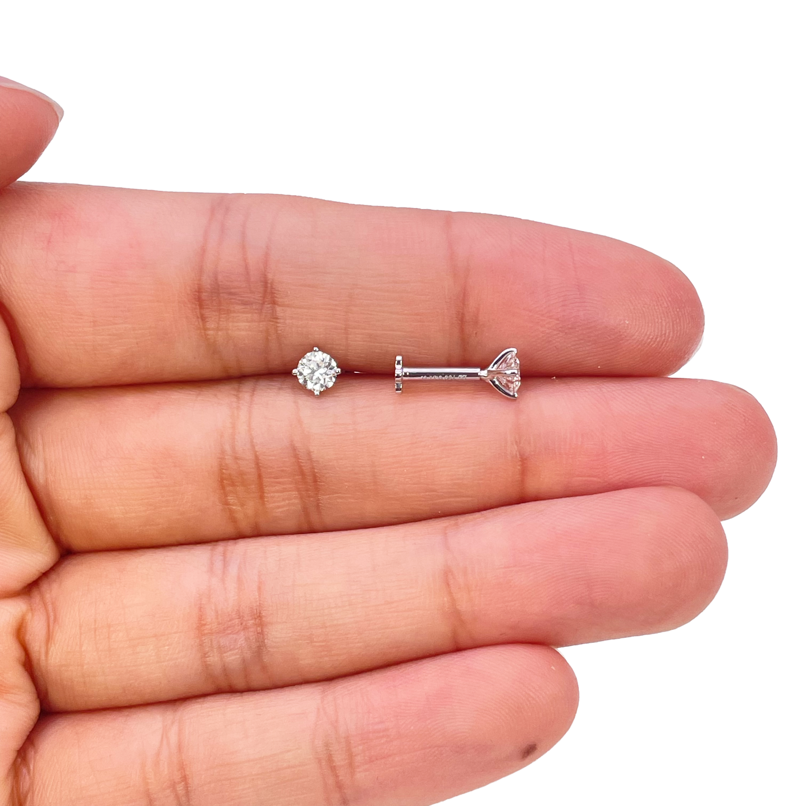 18ct Gold Natural Round Diamond Stud Earrings 0.40ct 4 Claw Certified 3.7mm Wide 