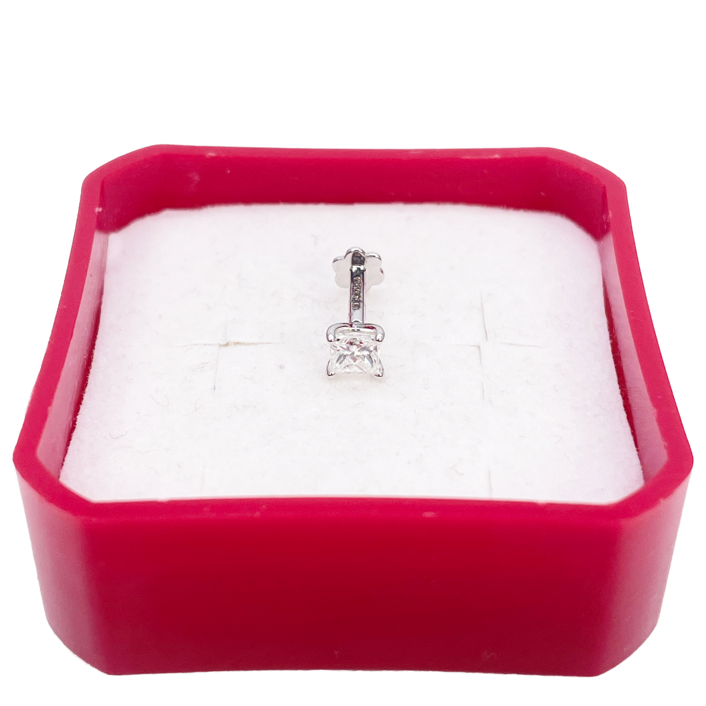 18ct Gold Natural Princess Diamond Nose Stud Pin 0.20ct 4 Claw Certified 