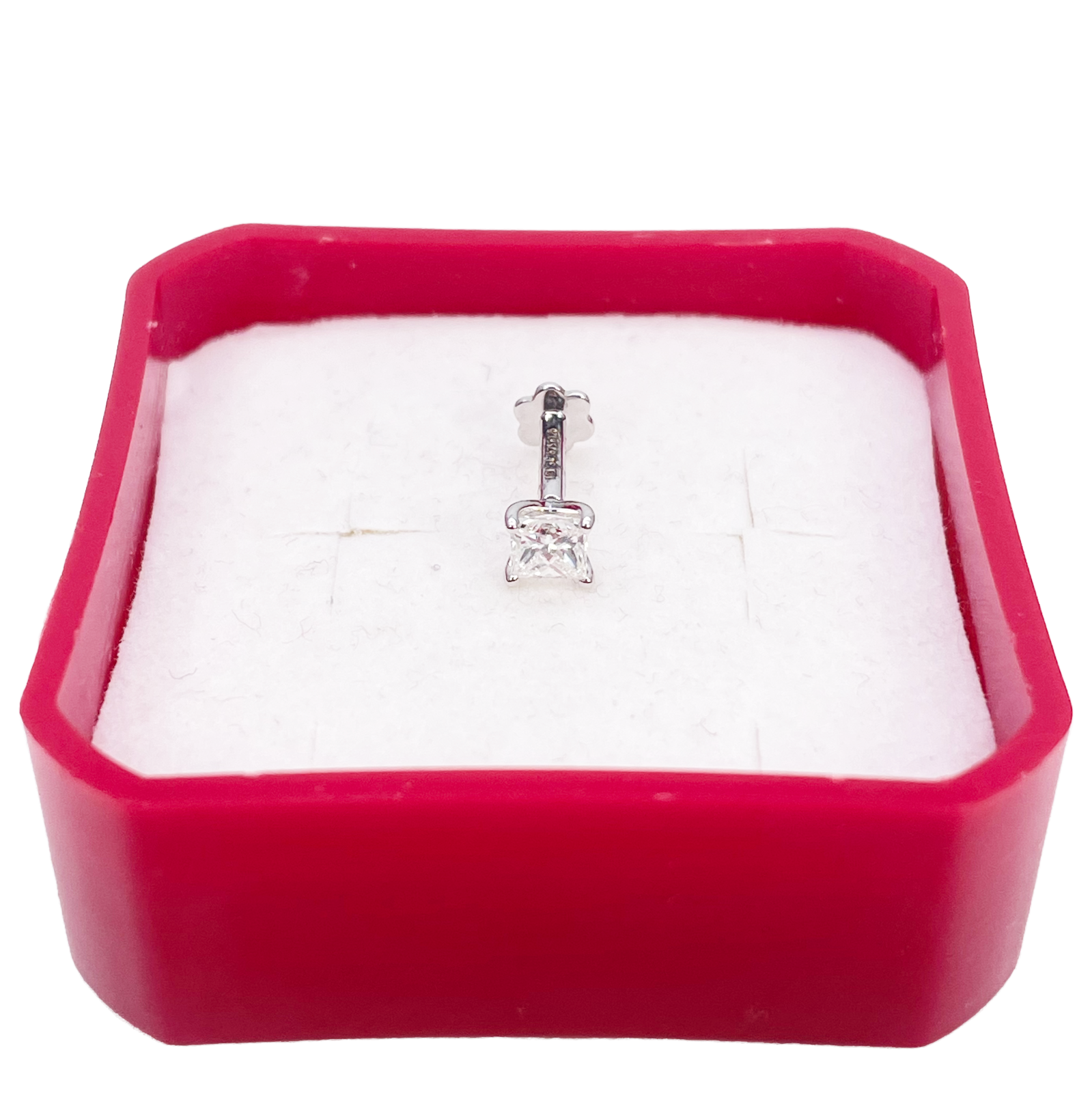 18ct Gold Natural Princess Diamond Nose Stud Pin 0.20ct 4 Claw Certified 