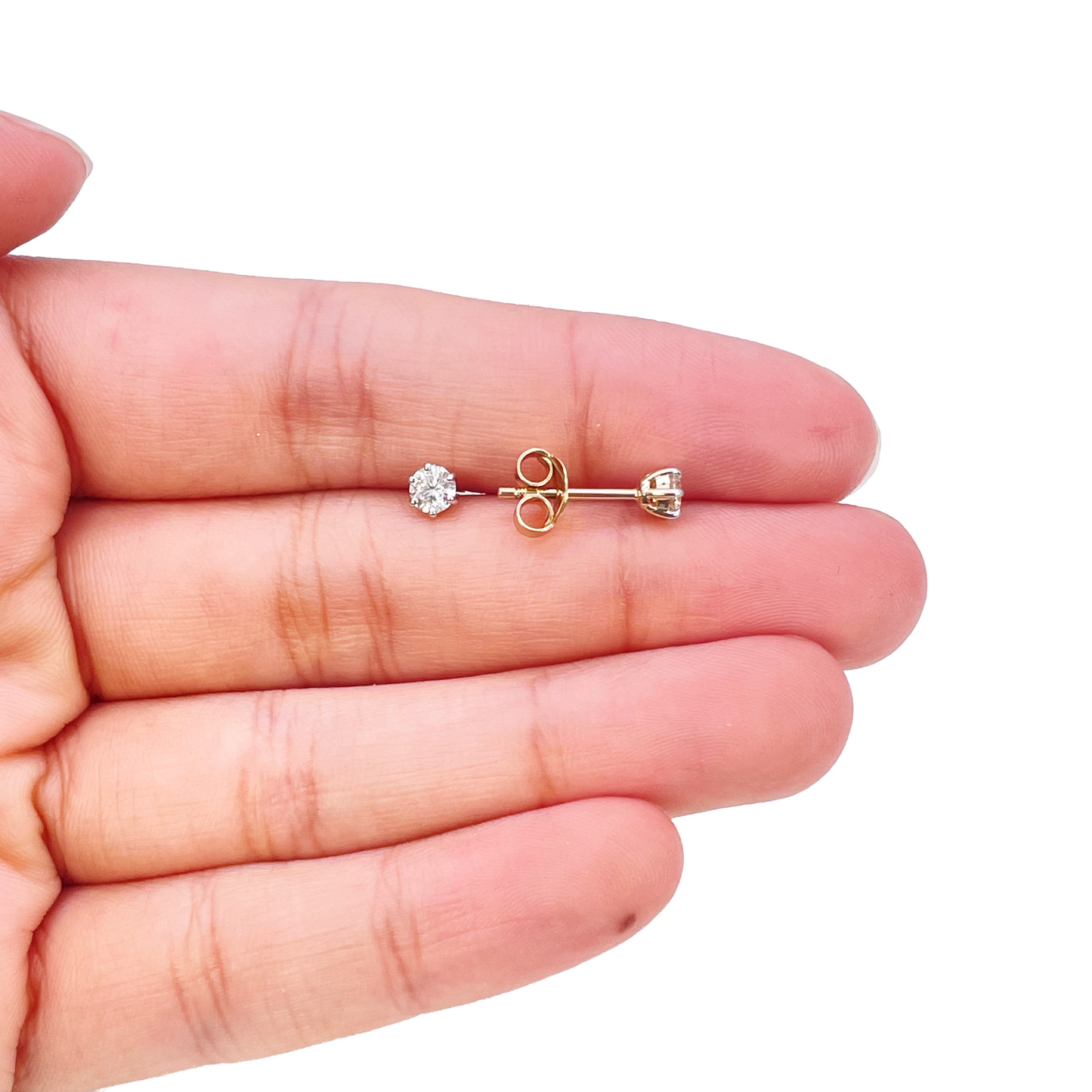 14ct Gold Natural Round Diamond Stud Earrings 0.40ct 6 Claw 4mm Wide 