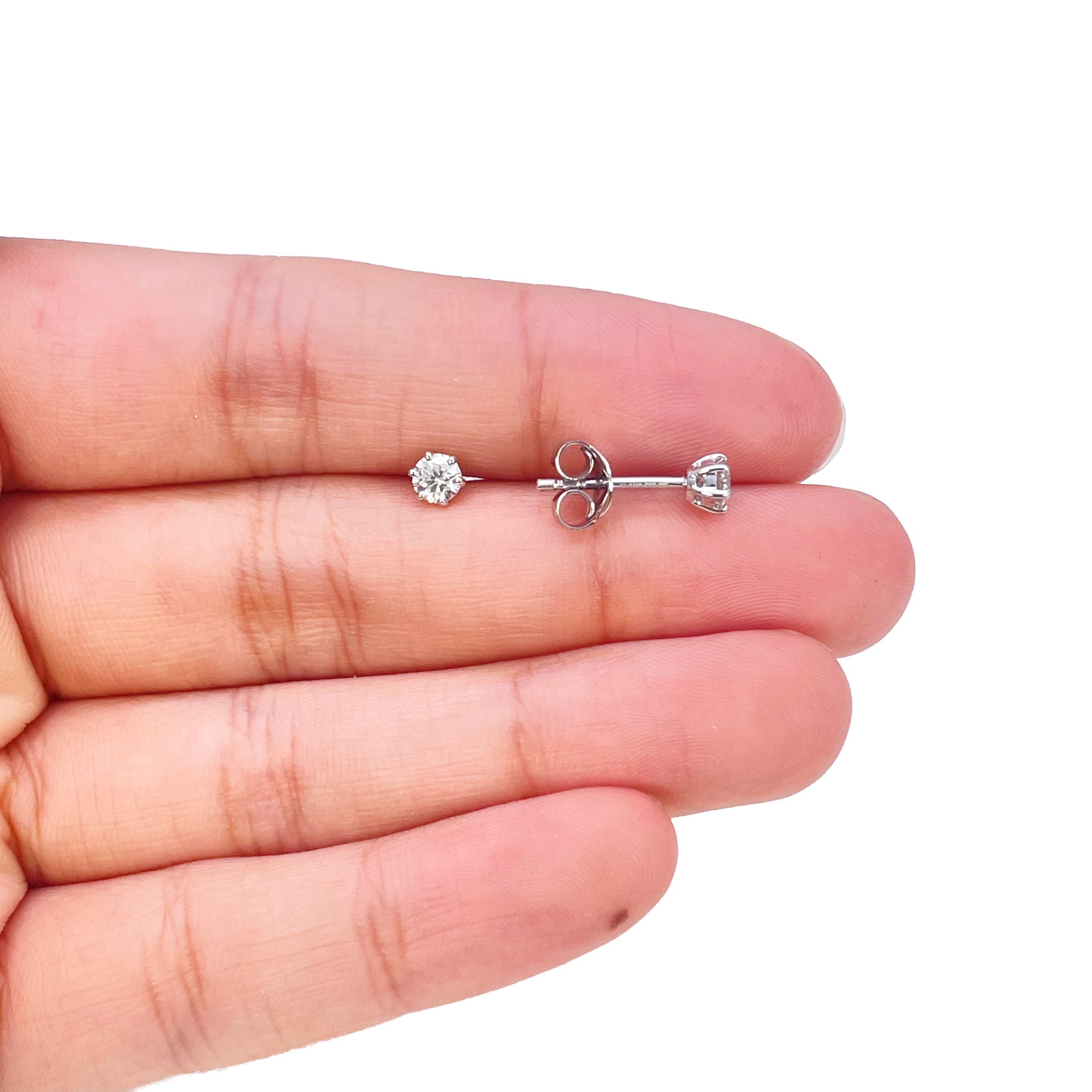 14ct Gold Natural Round Diamond Stud Earrings 0.40ct 6 Claw 4mm Wide 