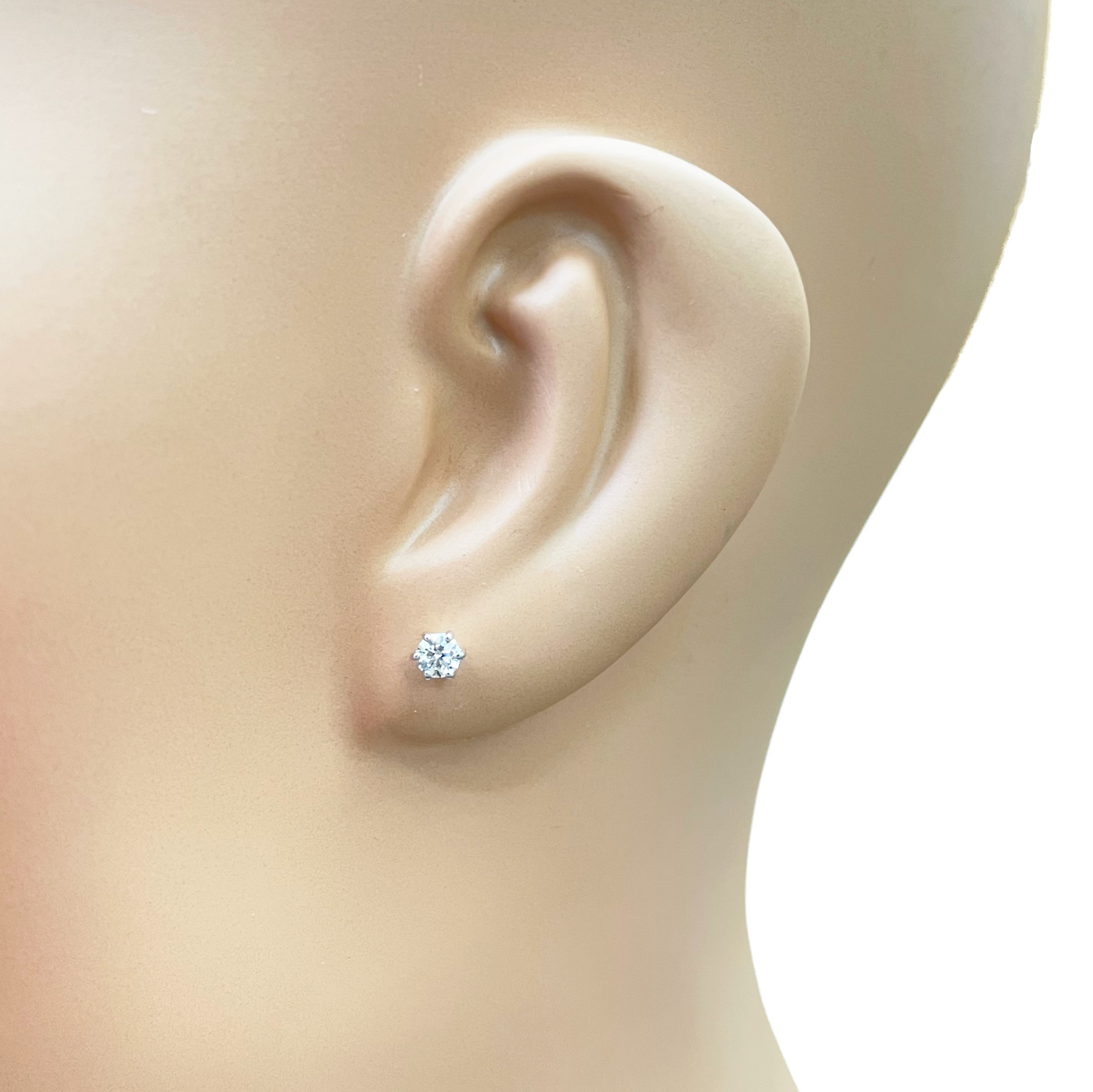 14ct Gold Natural Round Diamond Stud Earrings 0.30ct 6 Claw 3.7mm Wide 