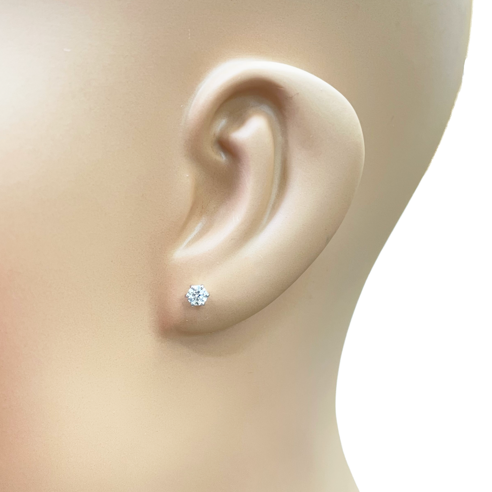 14ct Gold Natural Round Diamond Stud Earrings 0.30ct 6 Claw 3.7mm Wide 