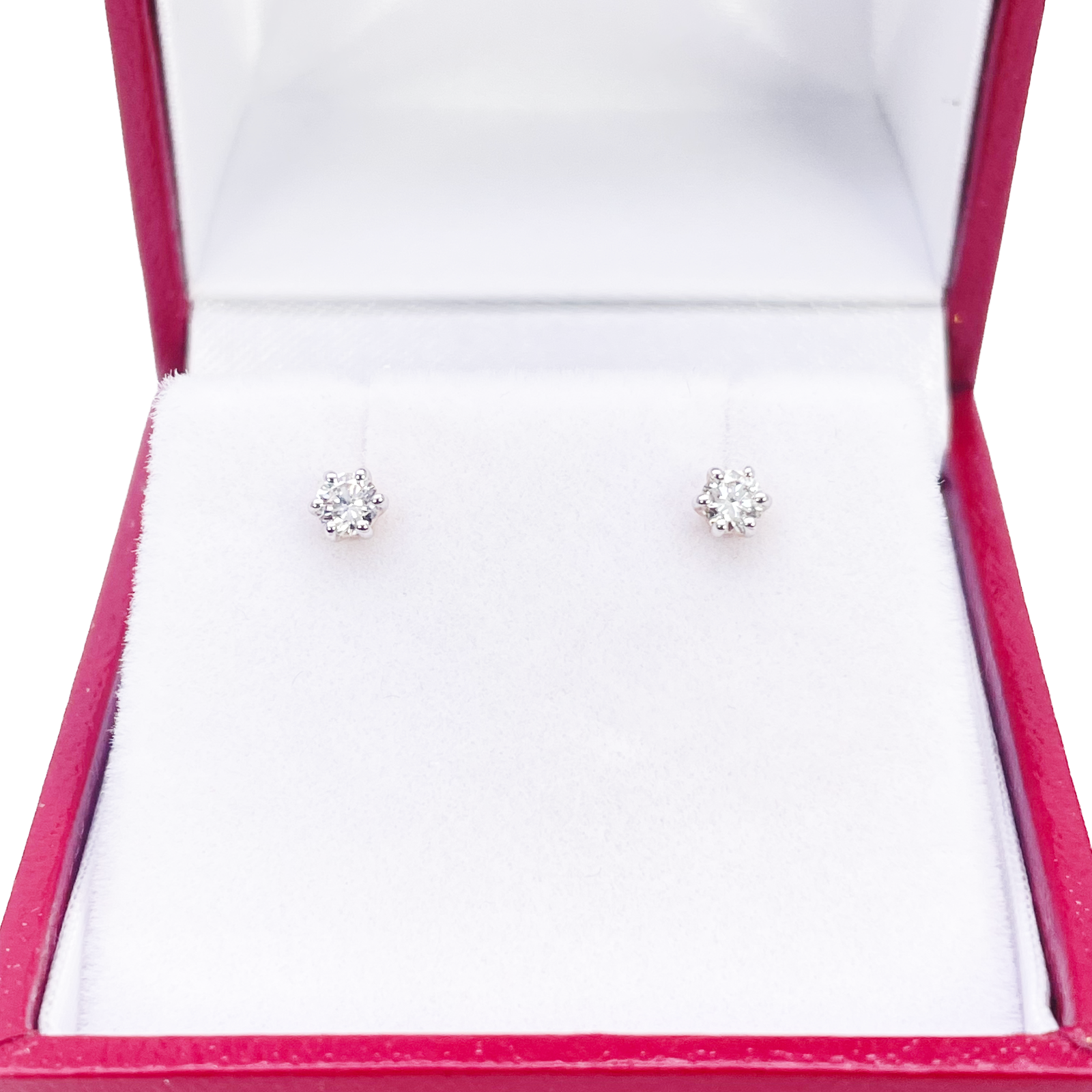 14ct Gold Natural Round Diamond Stud Earrings 0.20ct 6 Claw 3.3mm Wide 