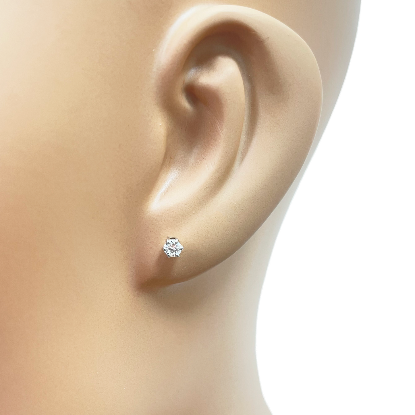 14ct Gold Natural Round Diamond Stud Earrings 0.20ct 6 Claw 3.3mm Wide 