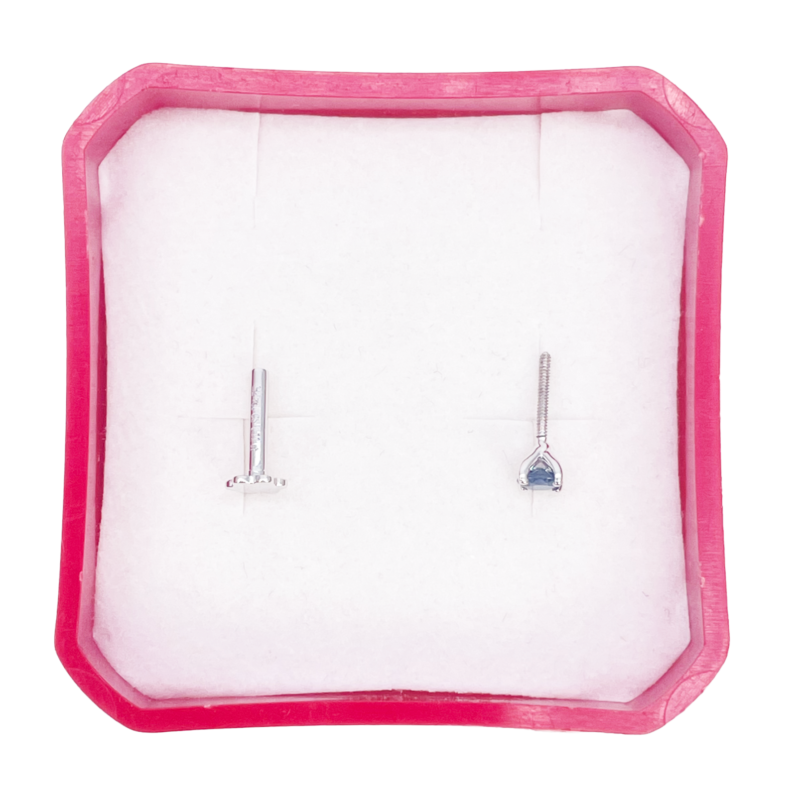 18ct Gold Natural Round Sapphire 4-Claw Nose Stud Pin 0.10ct 2.8mm Width 