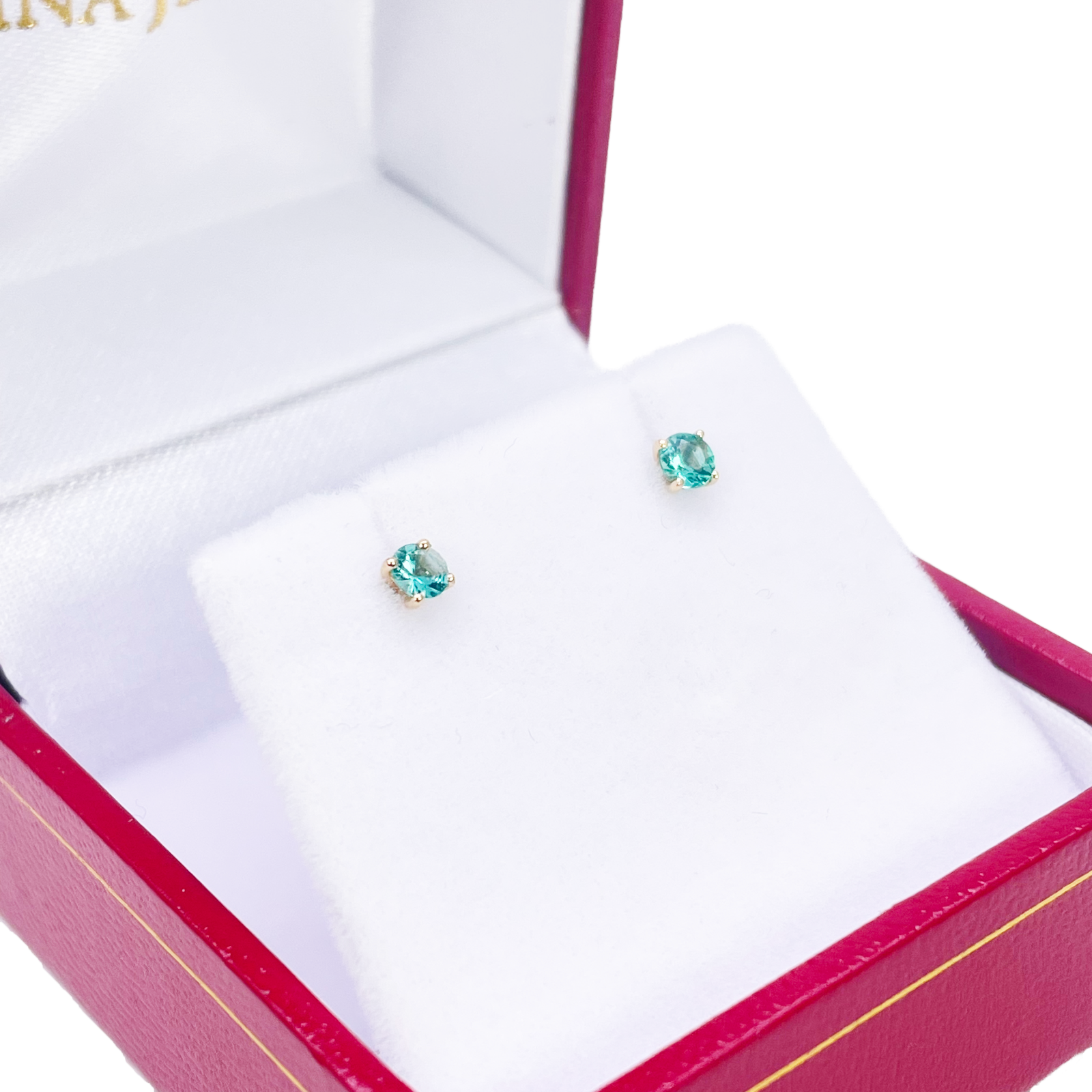 18ct Gold Natural Round Emerald 4-Claw Children's Earrings 0.20ct 2.9mm Width 