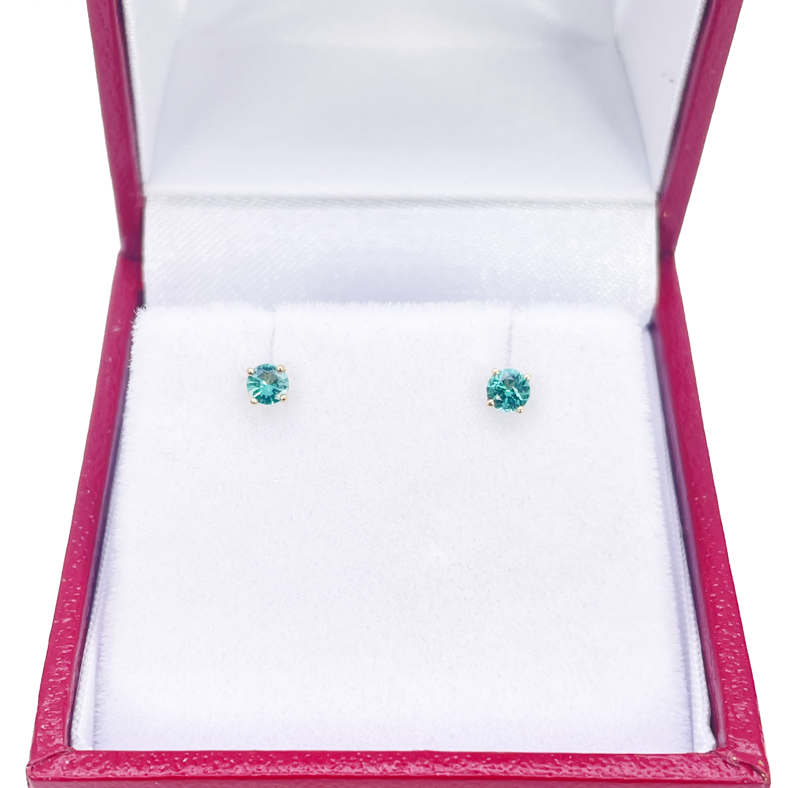 18ct Gold Natural Round Emerald 4-Claw Children's Earrings 0.20ct 2.9mm Width 