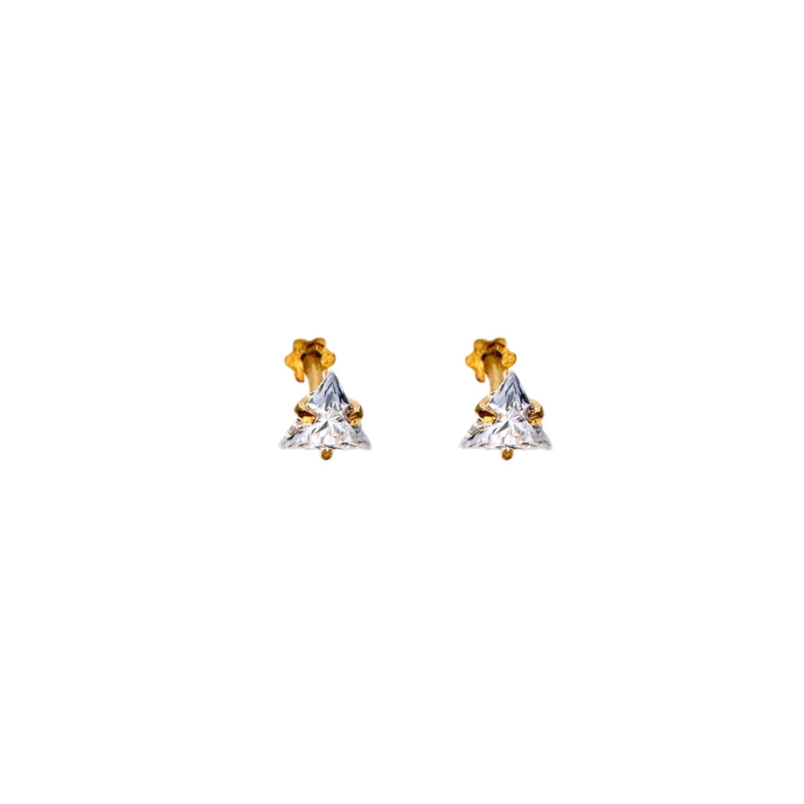 22ct Yellow Gold & Cubic Zirconia Children's Stud Earrings 3.5/3.0/4.0/4.5MM - Raina Jewels