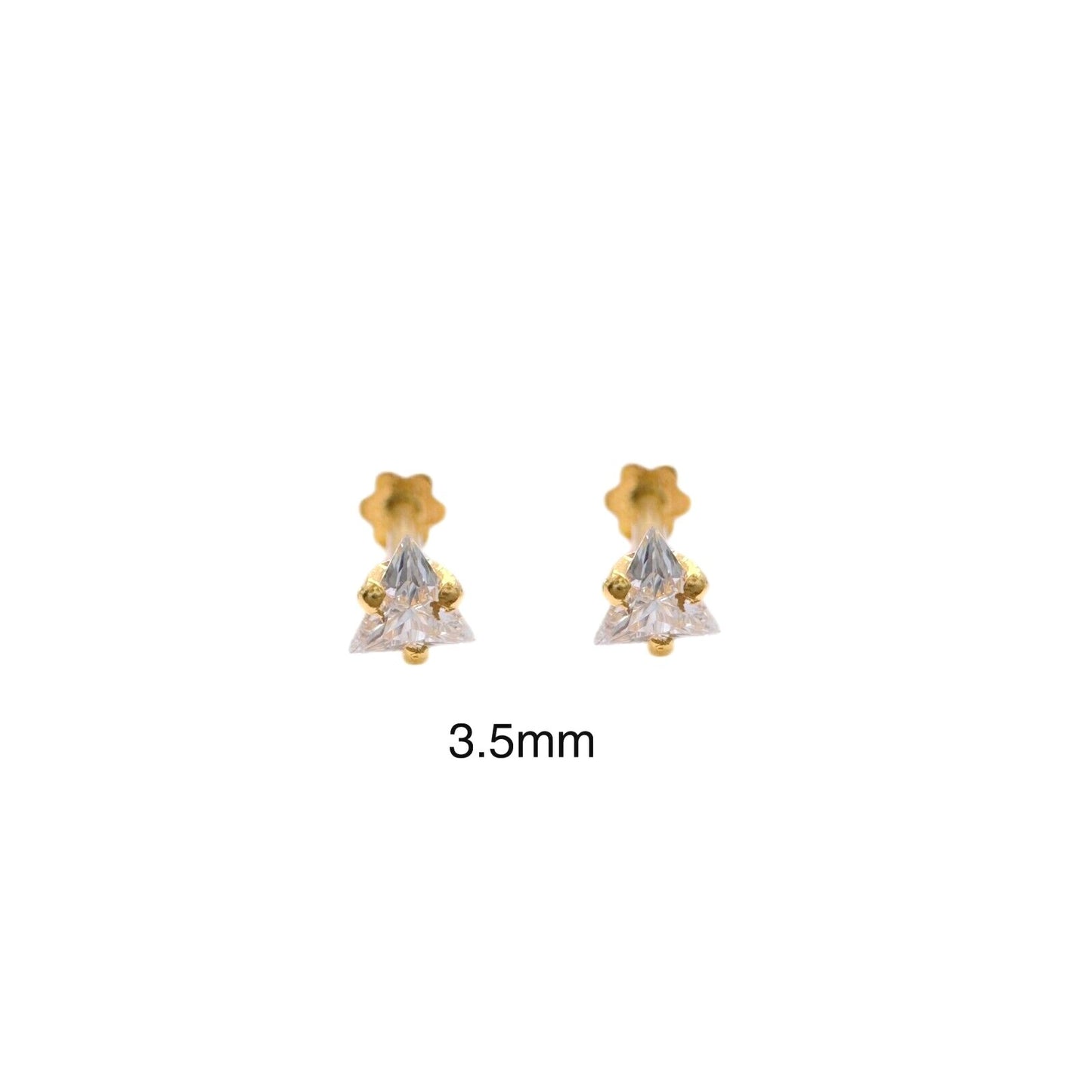 22ct Yellow Gold & Cubic Zirconia Children's Stud Earrings 3.5/3.0/4.0/4.5MM - Raina Jewels