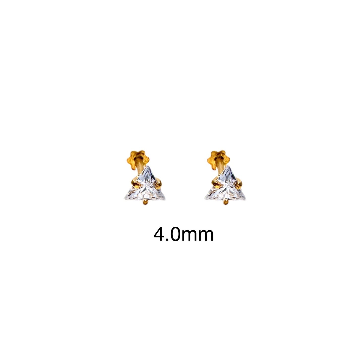 22ct Yellow Gold & Cubic Zirconia Children's Stud Earrings 3.5/3.0/4.0/4.5MM - Raina Jewels