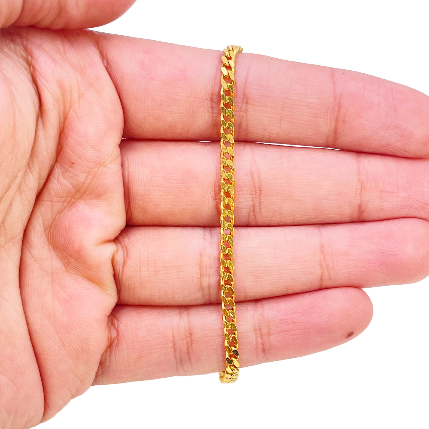 22ct Gold Curb Link Bracelet High Polished Plain 6.8 Inches