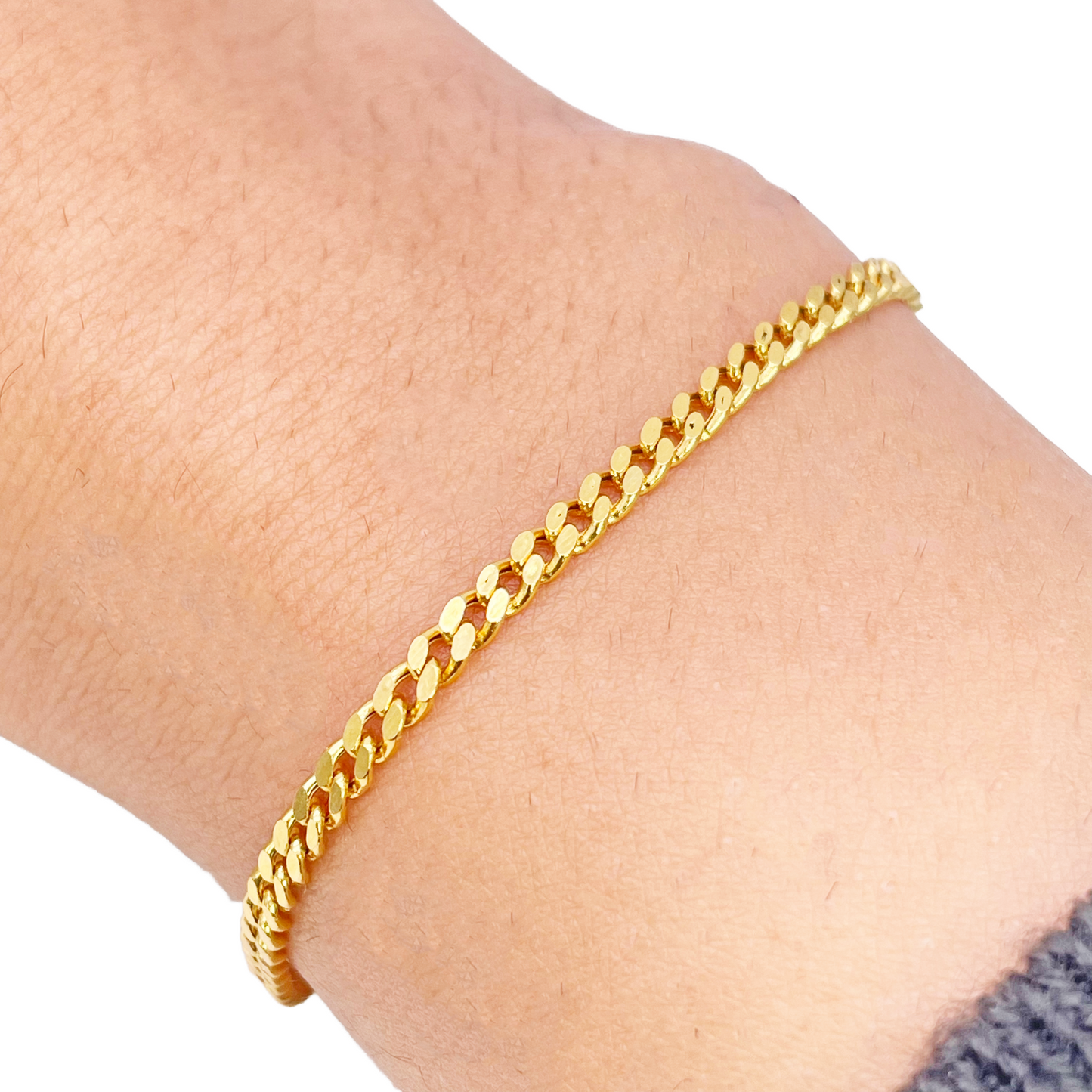 22ct Gold Curb Link Bracelet High Polished Plain 6.8 Inches