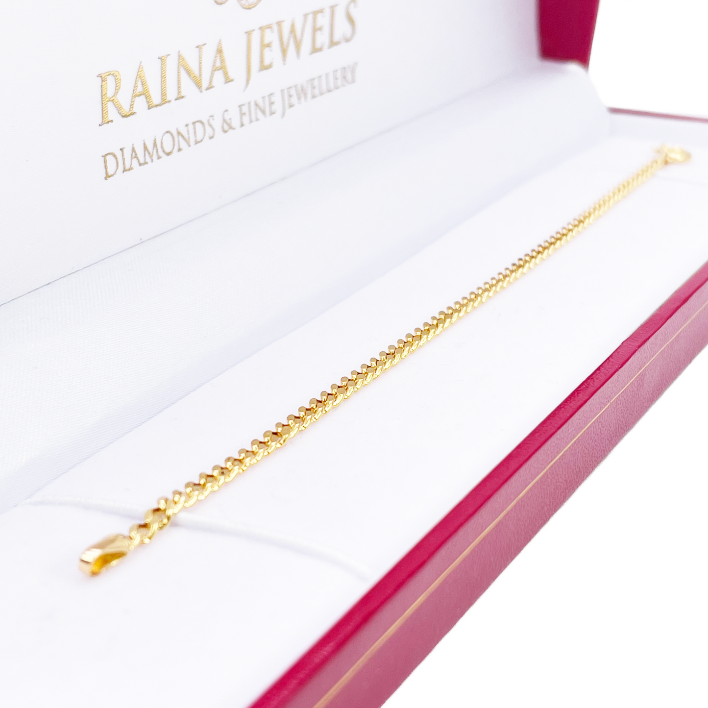 22ct Gold Curb Link Bracelet High Polished Plain 6.8 Inches