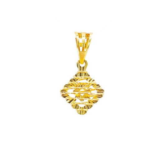 22ct Yellow Gold Diamond Cut Rhombus Mesh Open Cut Mini Pendant High Polish