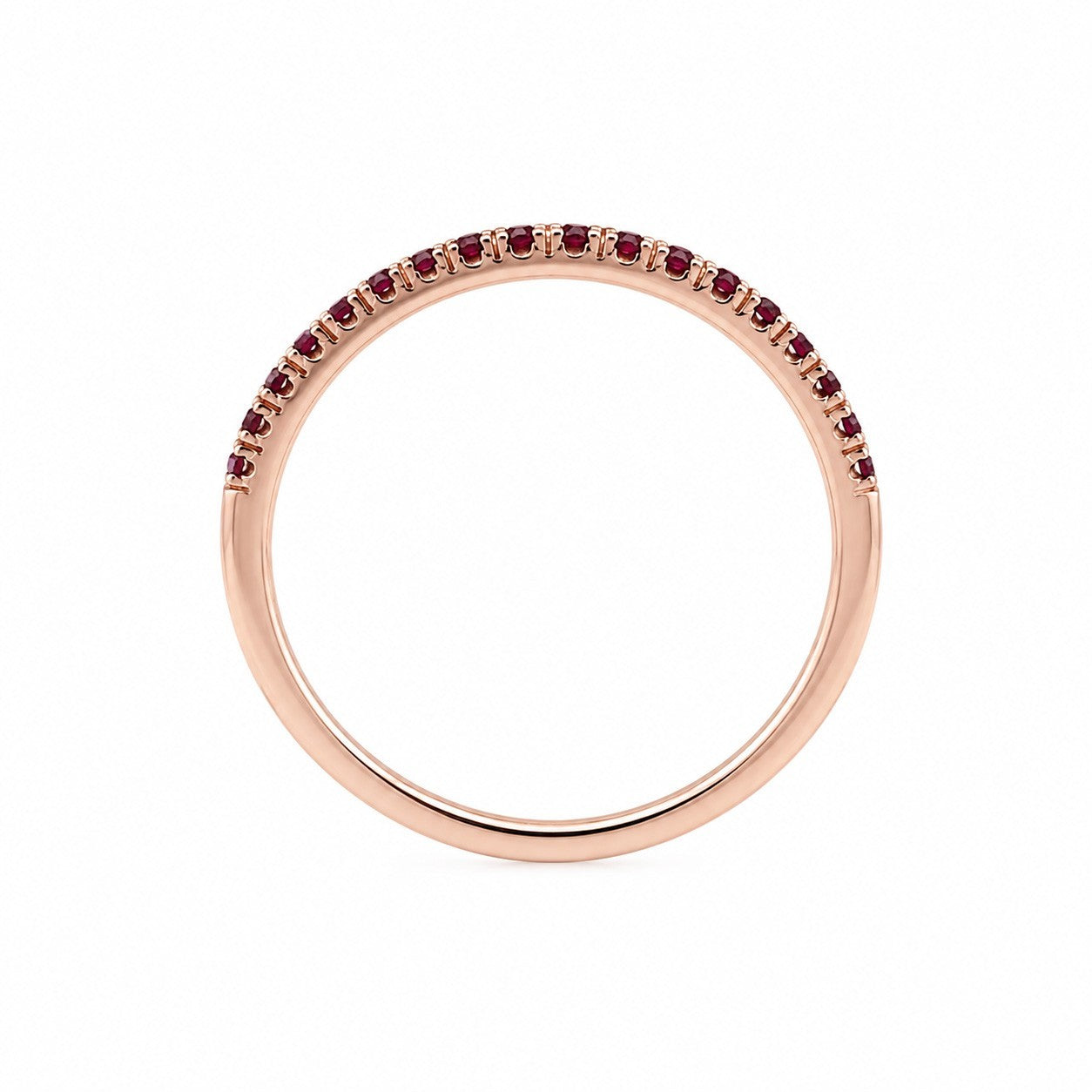 14ct Rose Gold Natural Ruby Wishbone Ring Pave 0.17ct