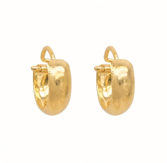 22ct Yellow Gold Dome Hoop Huggie Earrings 10.5mm Diameter
