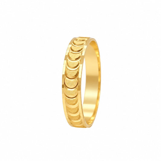22ct Yellow Gold Diamond Cut Half-Moon Wedding Band  Faceted Bevelled Edge