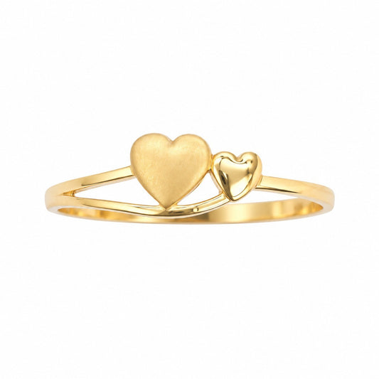 22ct Yellow Gold Double Heart Ring Bypass Split Shank Love Band