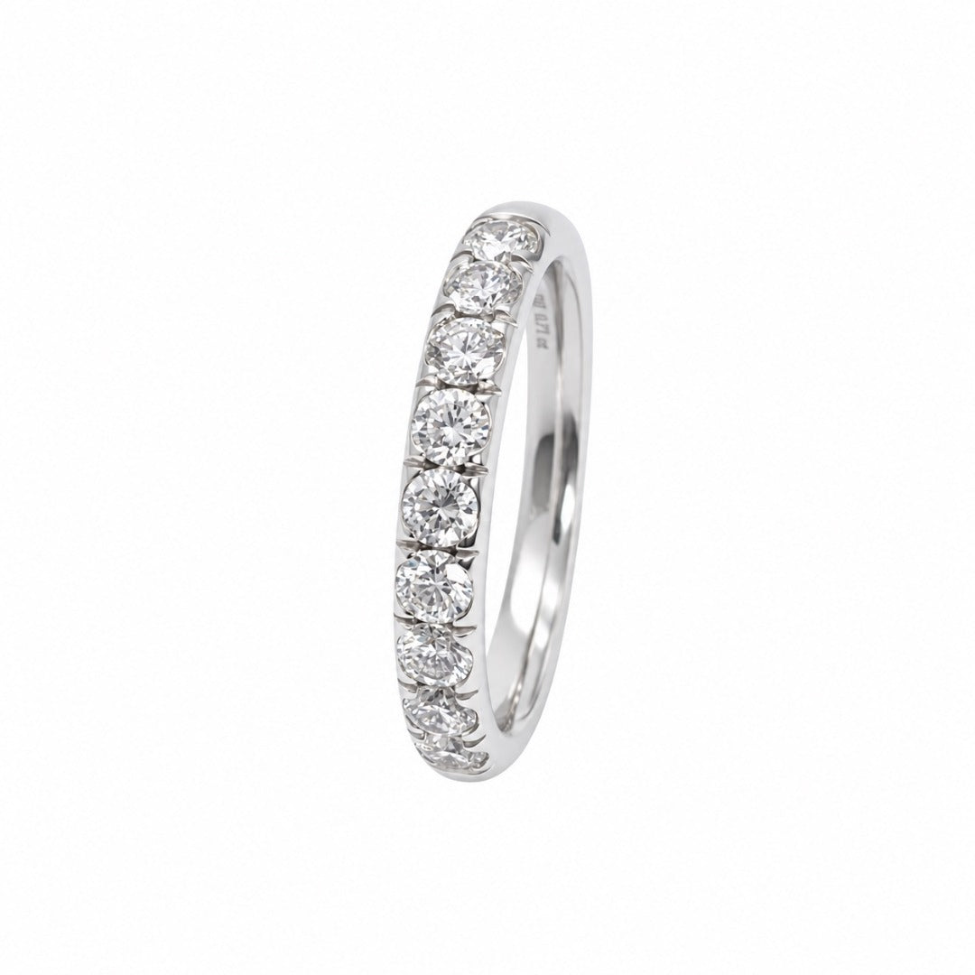 18ct White Gold Natural Diamond Half Eternity Ring Claw Set 0.71ct
