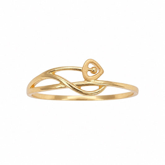 22ct Yellow Gold Heart Ring Intertwined Band Matt Polished