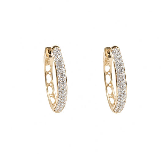 14ct Gold Diamond Hoops 0.60ct Natural Diamond Huggies Earrings 16.5mm Diameter