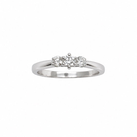 14ct White Gold Natural Diamond Trilogy Ring Three Stone Claw Set 0.25ct