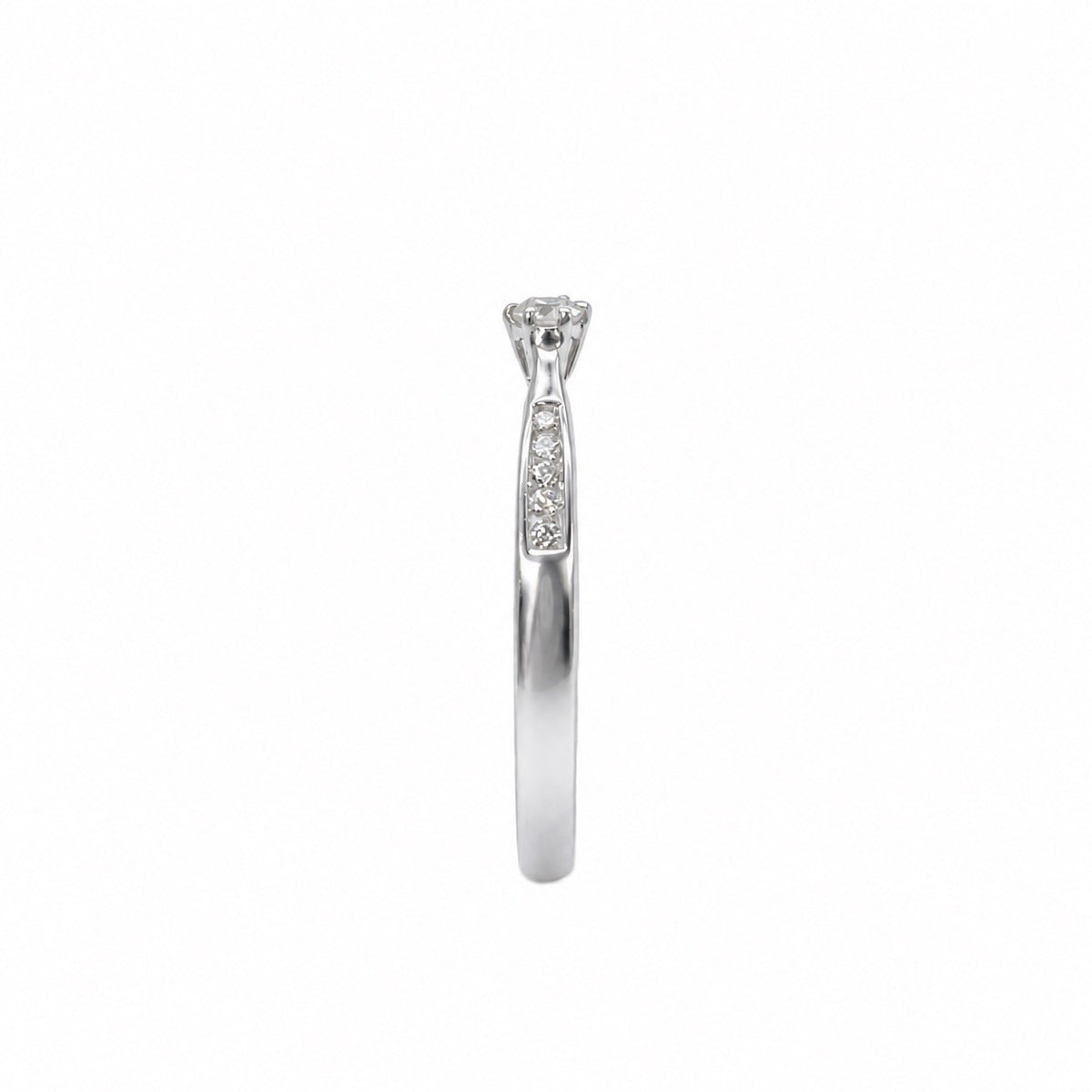 14ct White Gold Natural Diamond Solitaire Ring Diamond Set Shoulders 0.15ct