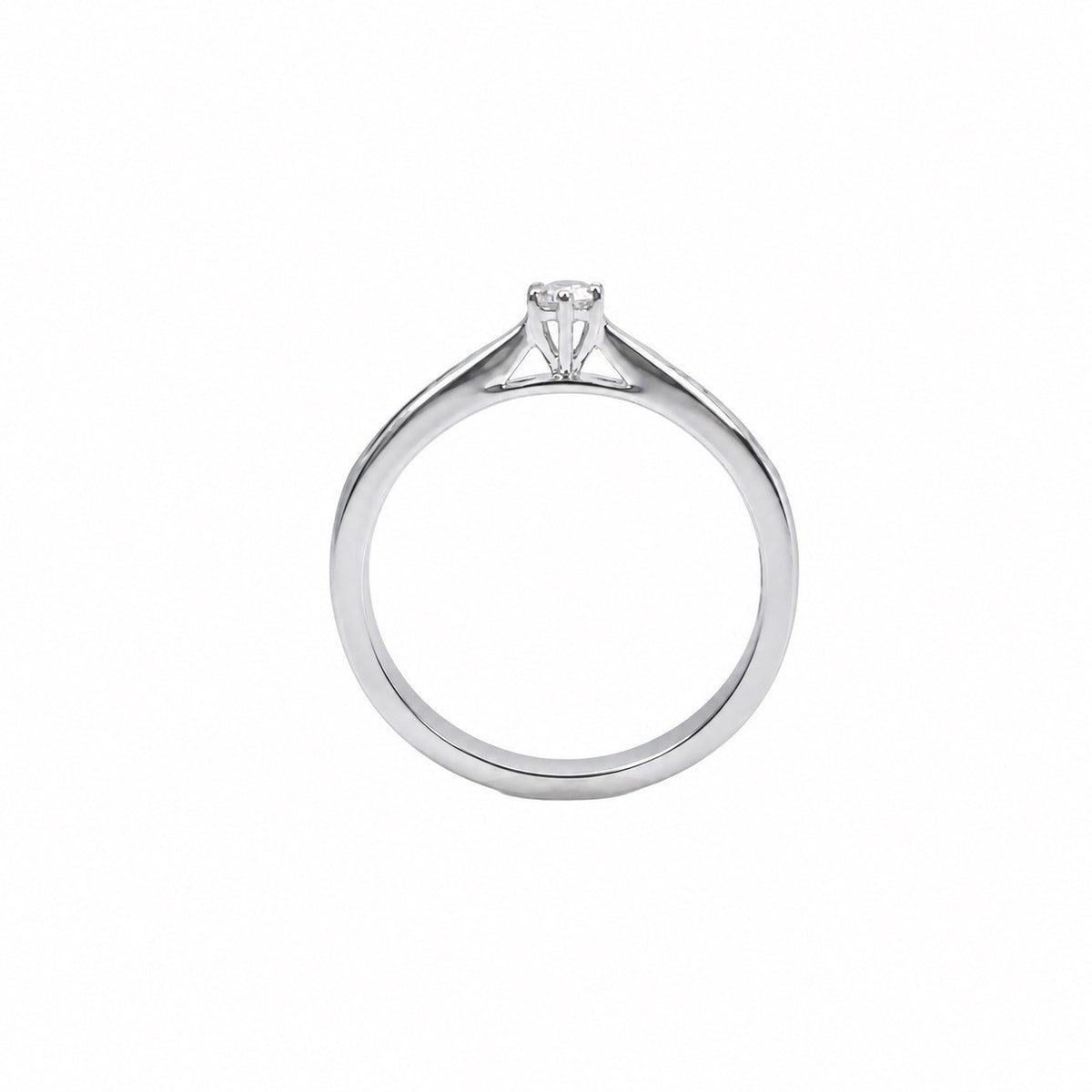 14ct White Gold Natural Diamond Solitaire Ring Diamond Set Shoulders 0.15ct