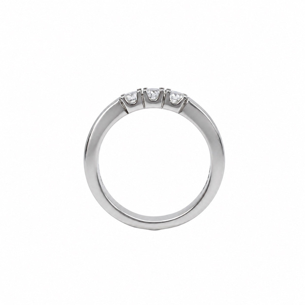 18ct White Gold Three Stone Natural Diamond Ring Trilogy Band 0.28ct