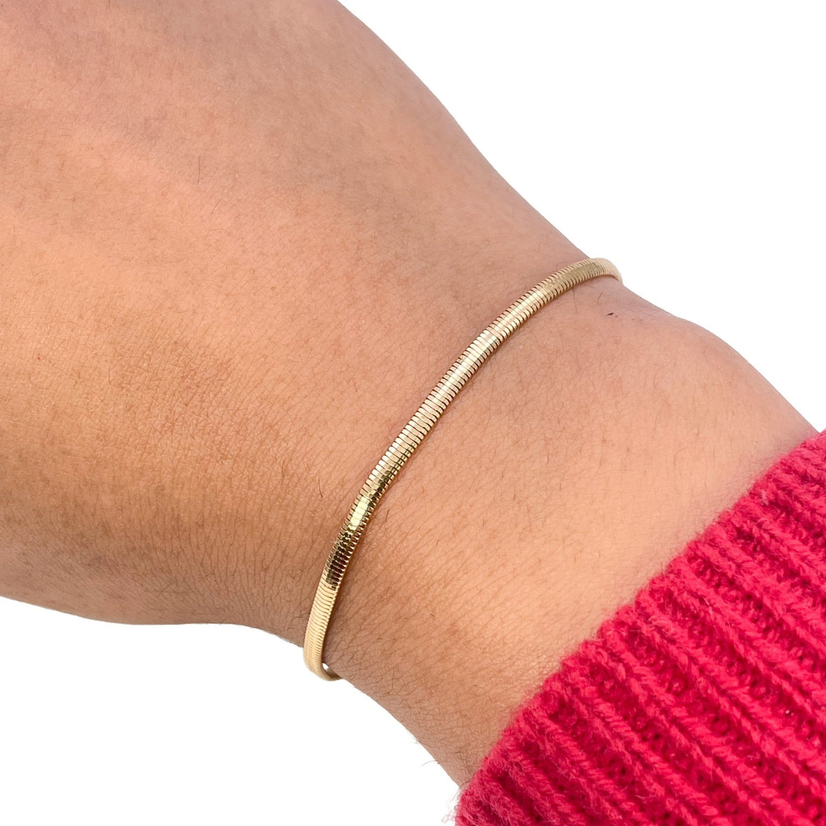 22ct yellow gold plain snake chain bracelet, unisex everyday bracelet, alternate view