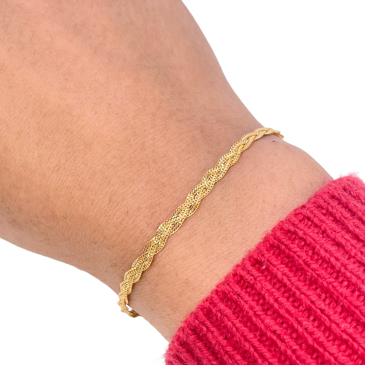 22ct Yellow Gold Braided Chain Bracelet Diamond Cut Plait 7 Inch 3mm