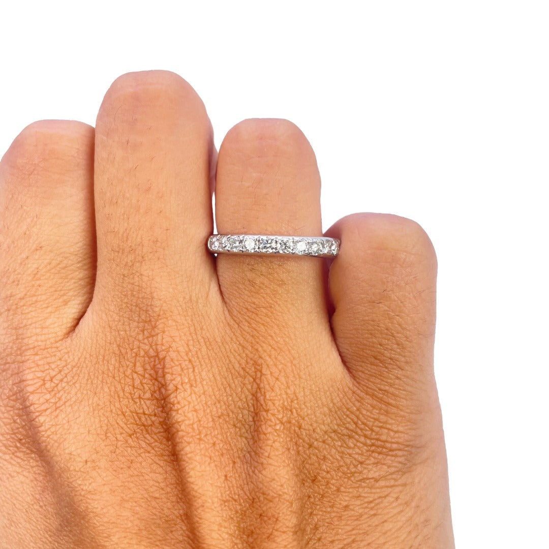 14ct White Gold Natural Diamond Half Eternity Ring Grain Set 0.58ct